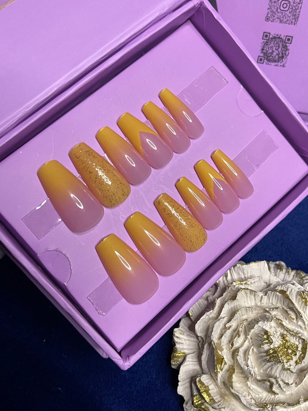 Yellow Ombre Mayon Inspo - Coffin Press Ons