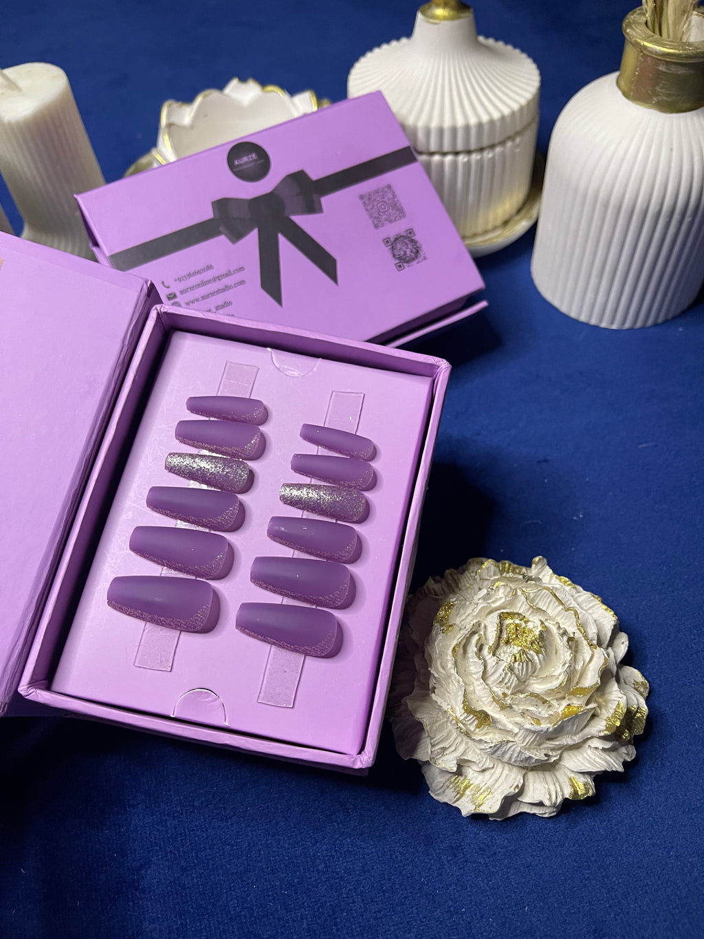 Purple Gold Matte - Coffin Press Ons