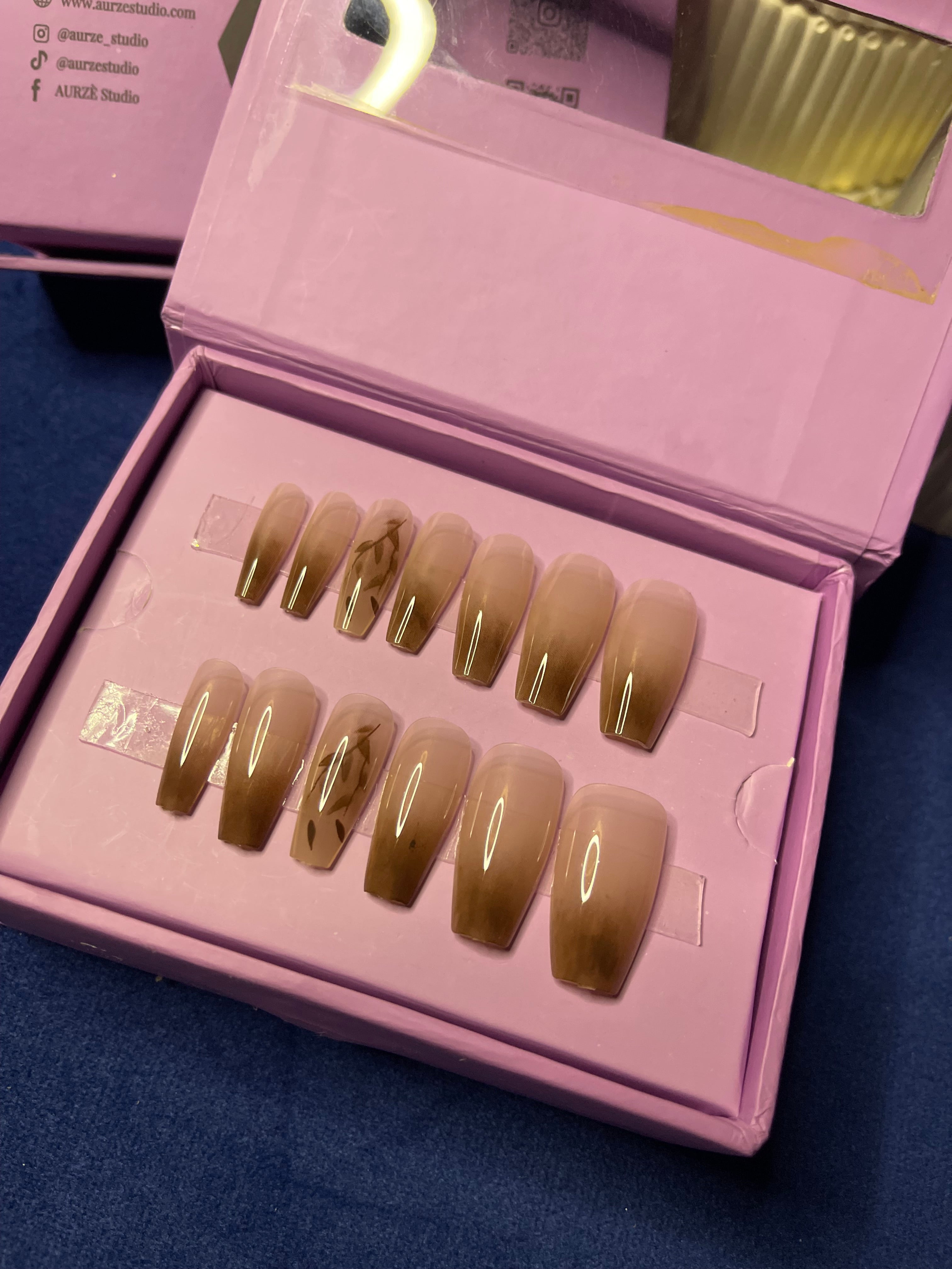 Ombre Brown- Coffin Press Ons