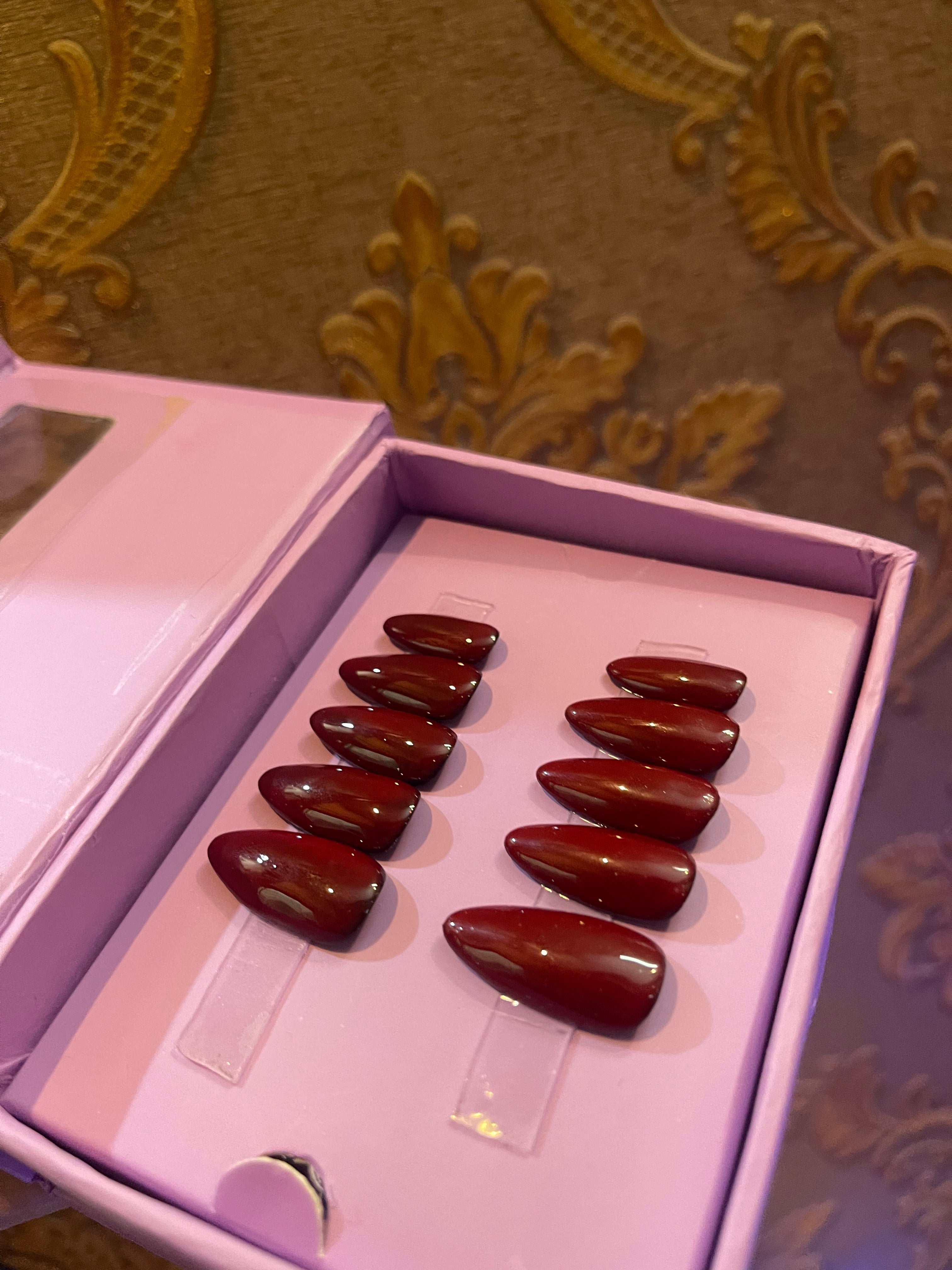 Cherry Red- Almond Press Ons