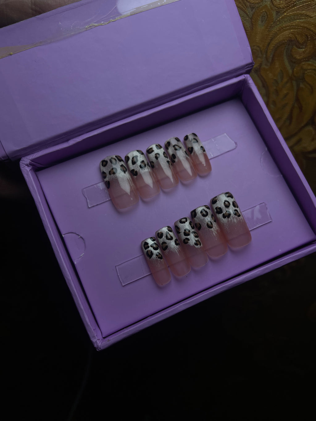 Realistic Leopard cat eye ombre - Medium Square Press Ons