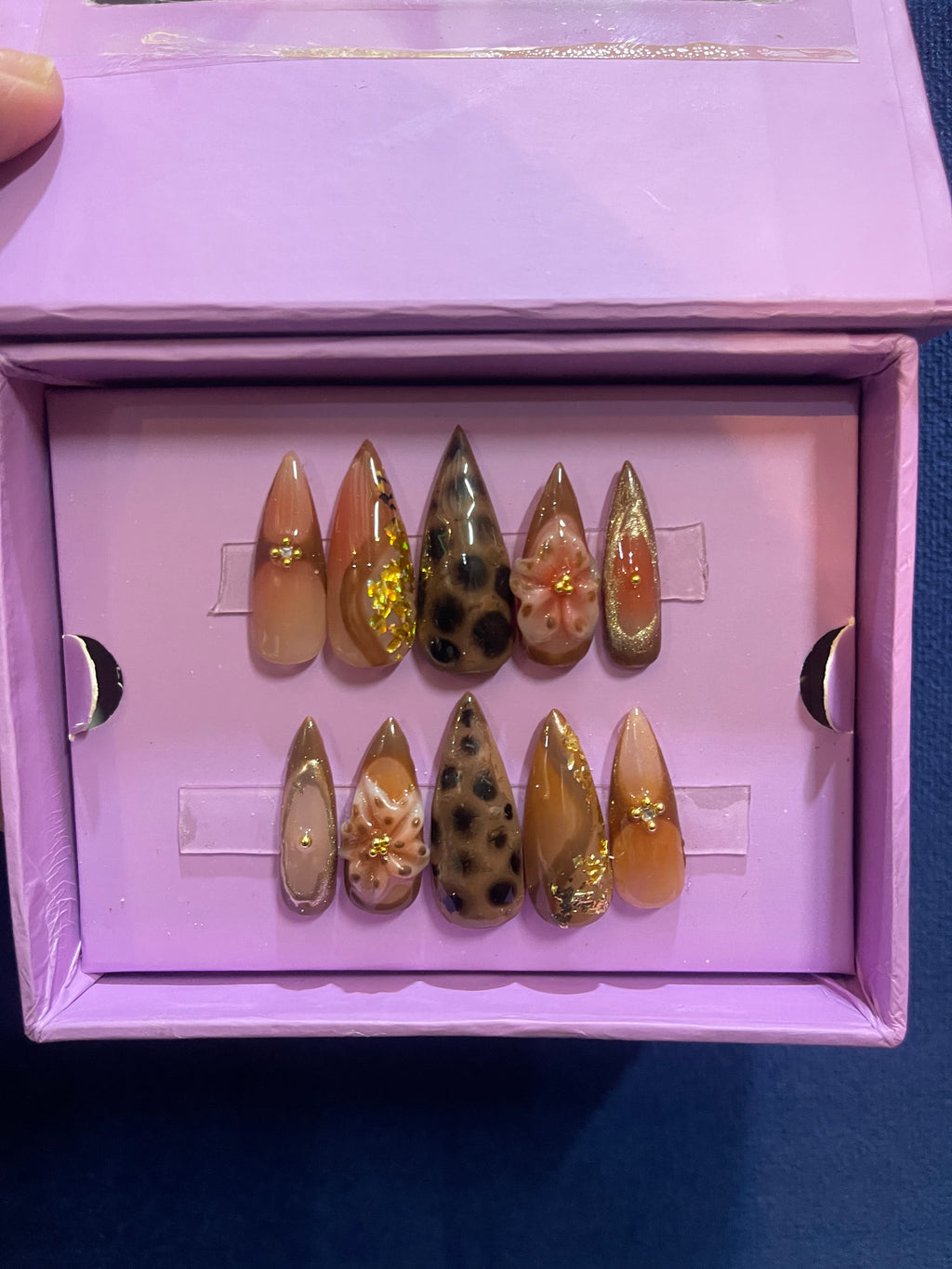 Aura of Leopard Brown- Stiletto Press On Nails