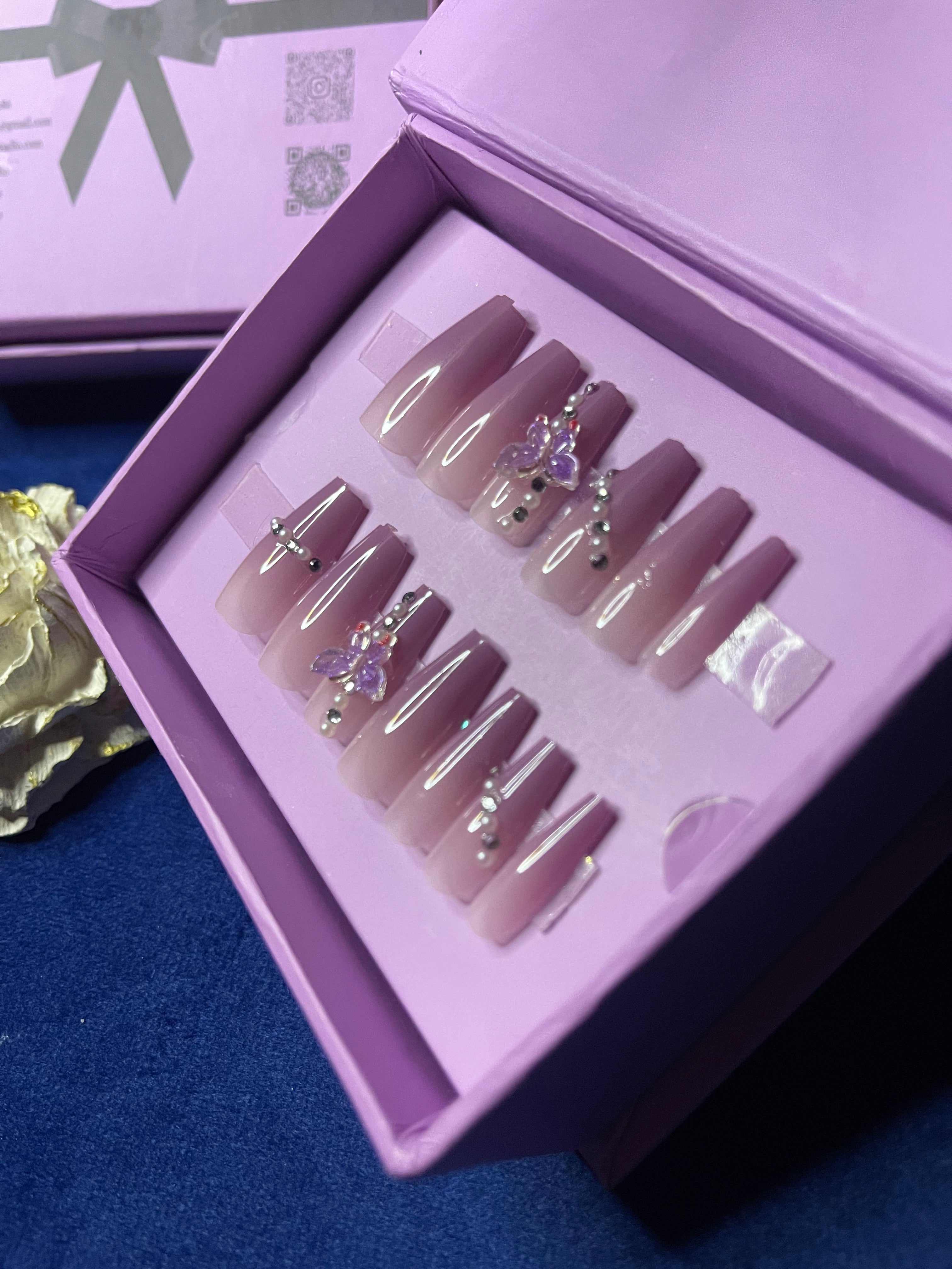 Purple Luxury Ombre- Coffin Press on Nails