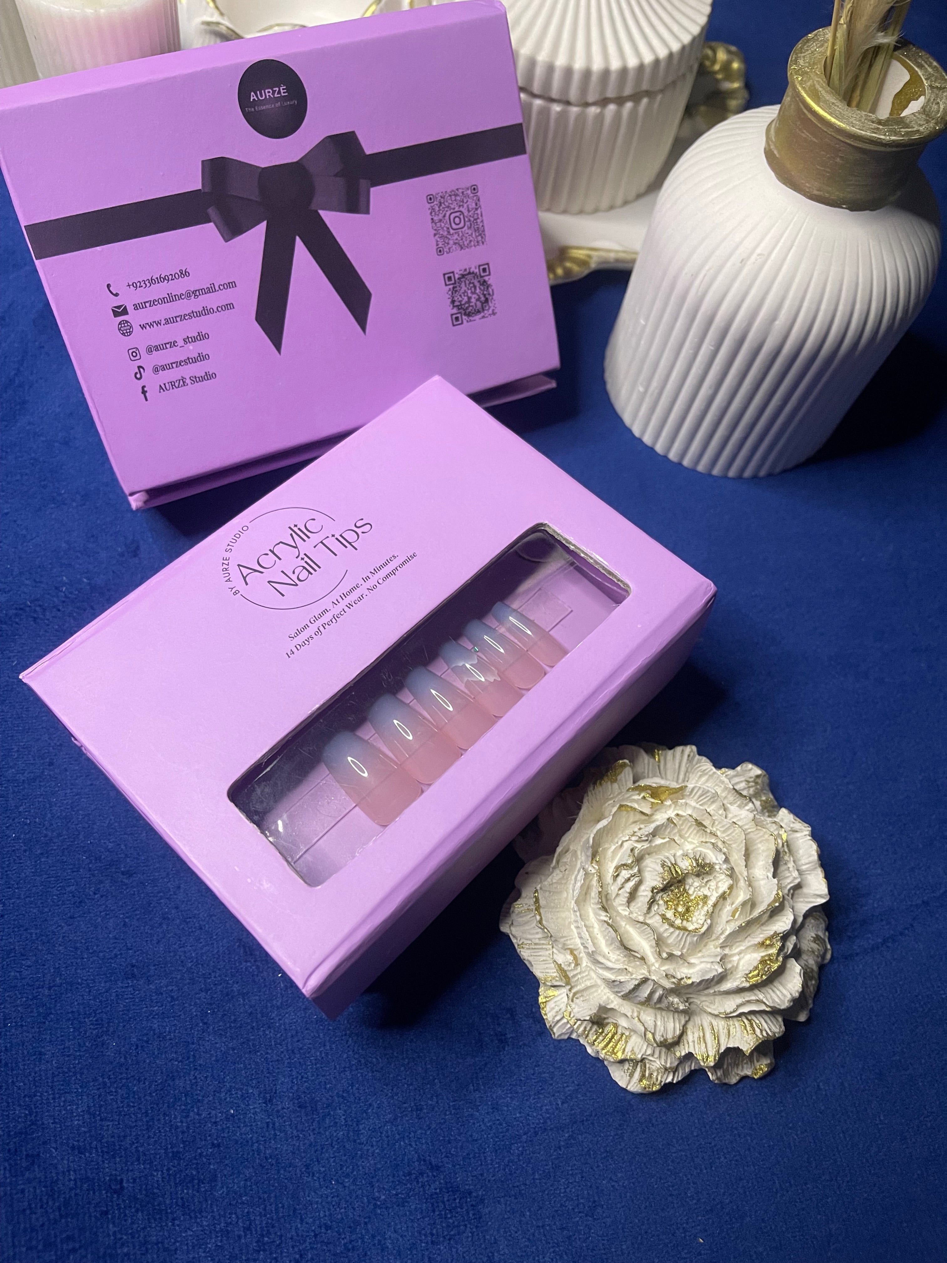 Blue French - Coffin Press On Nails