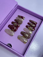 Bridal Red Luxury Nails - Coffin Press On Nails