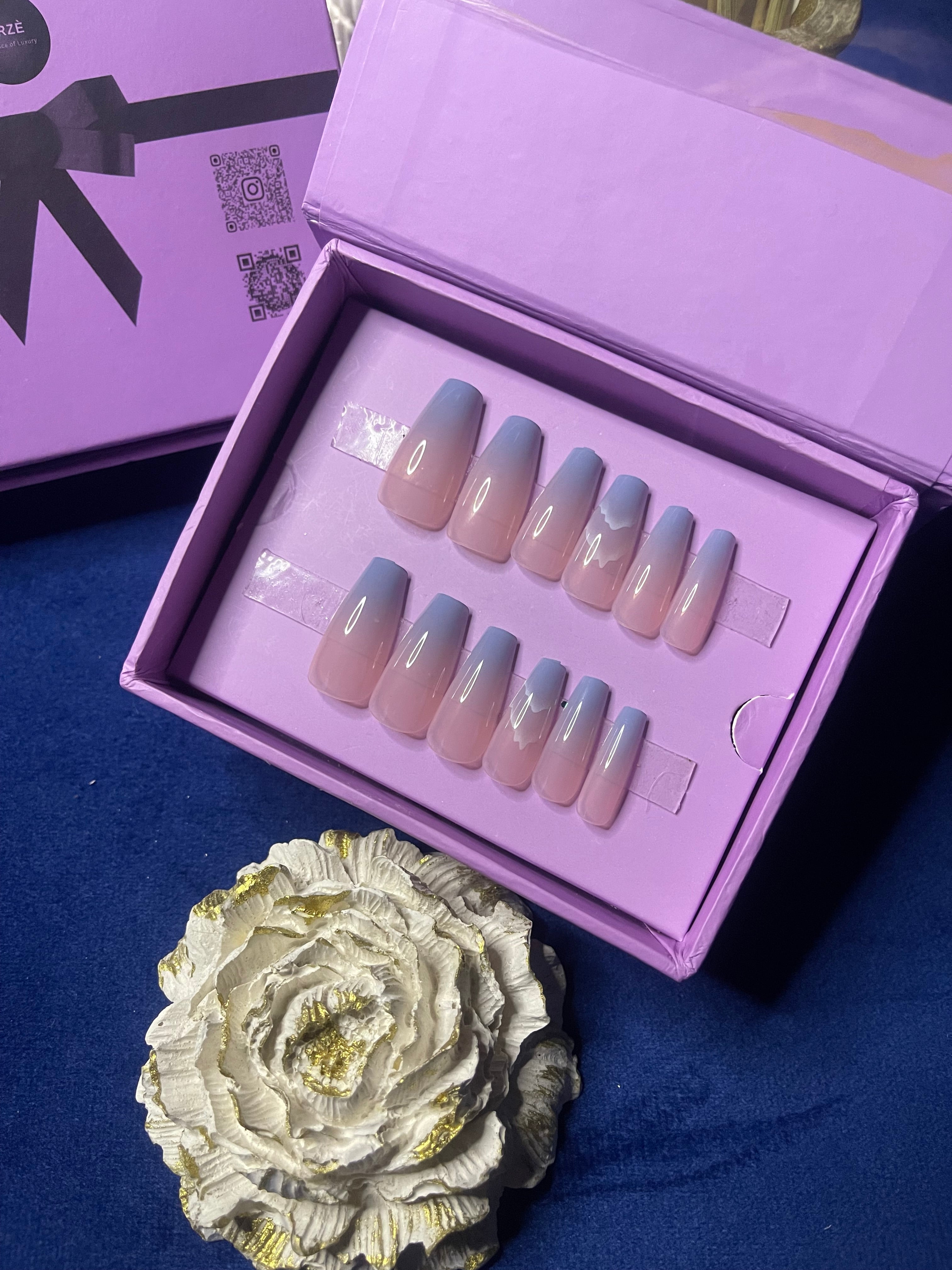 Blue French - Coffin Press On Nails