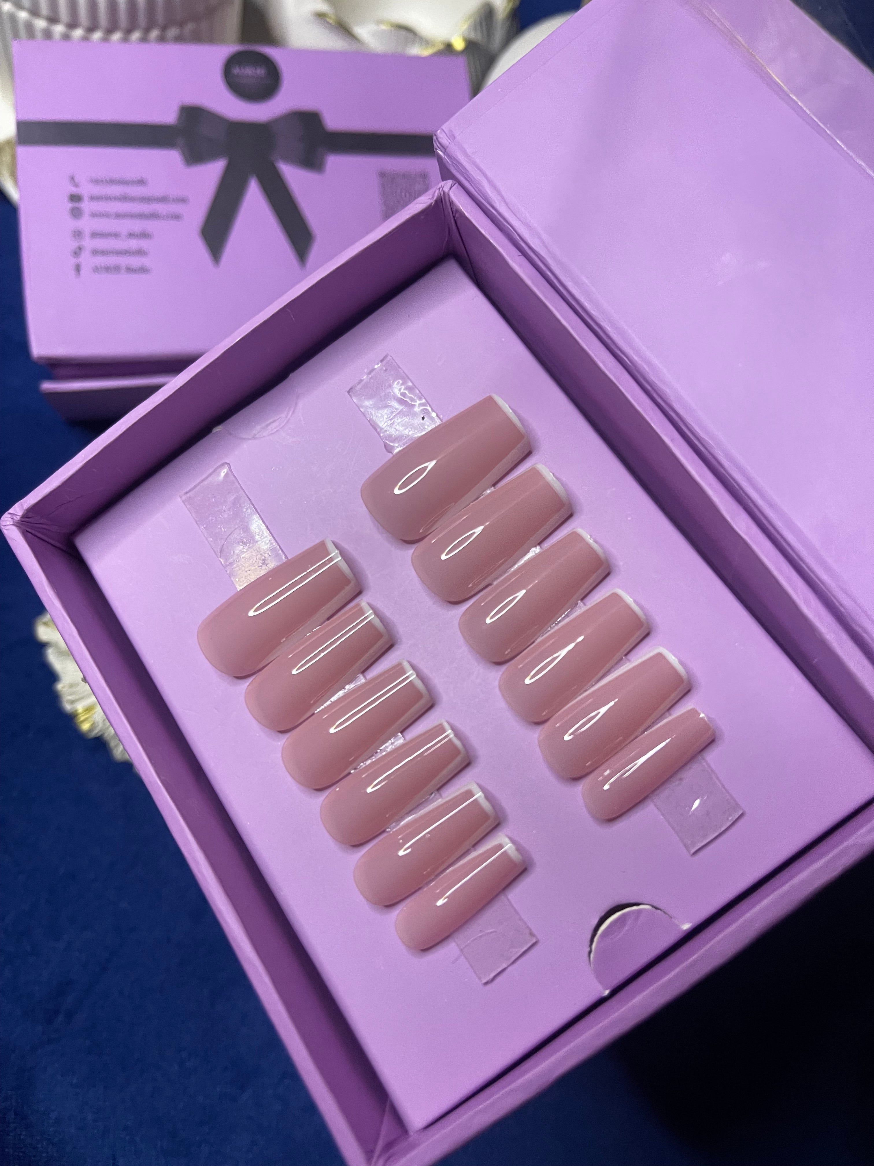 French Edges to Nude Pink- Square Press On Nails