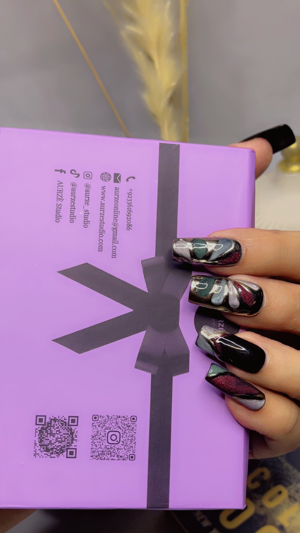Multi floral Cat Eye - Square Press On Nails