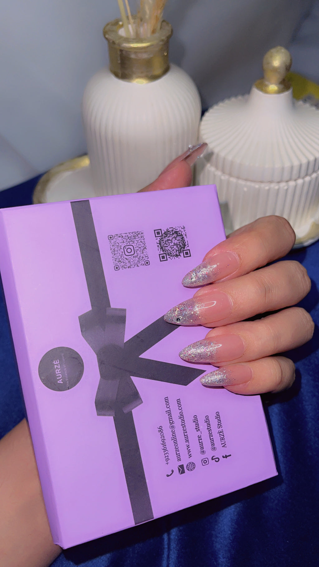 Realistic Glittery Ombre - Stiletto Press On Nails