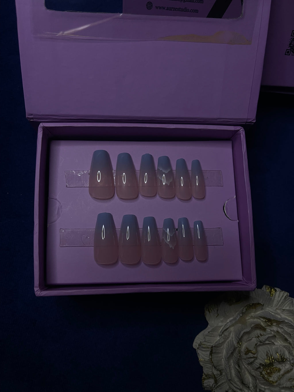 Blue French - Coffin Press On Nails