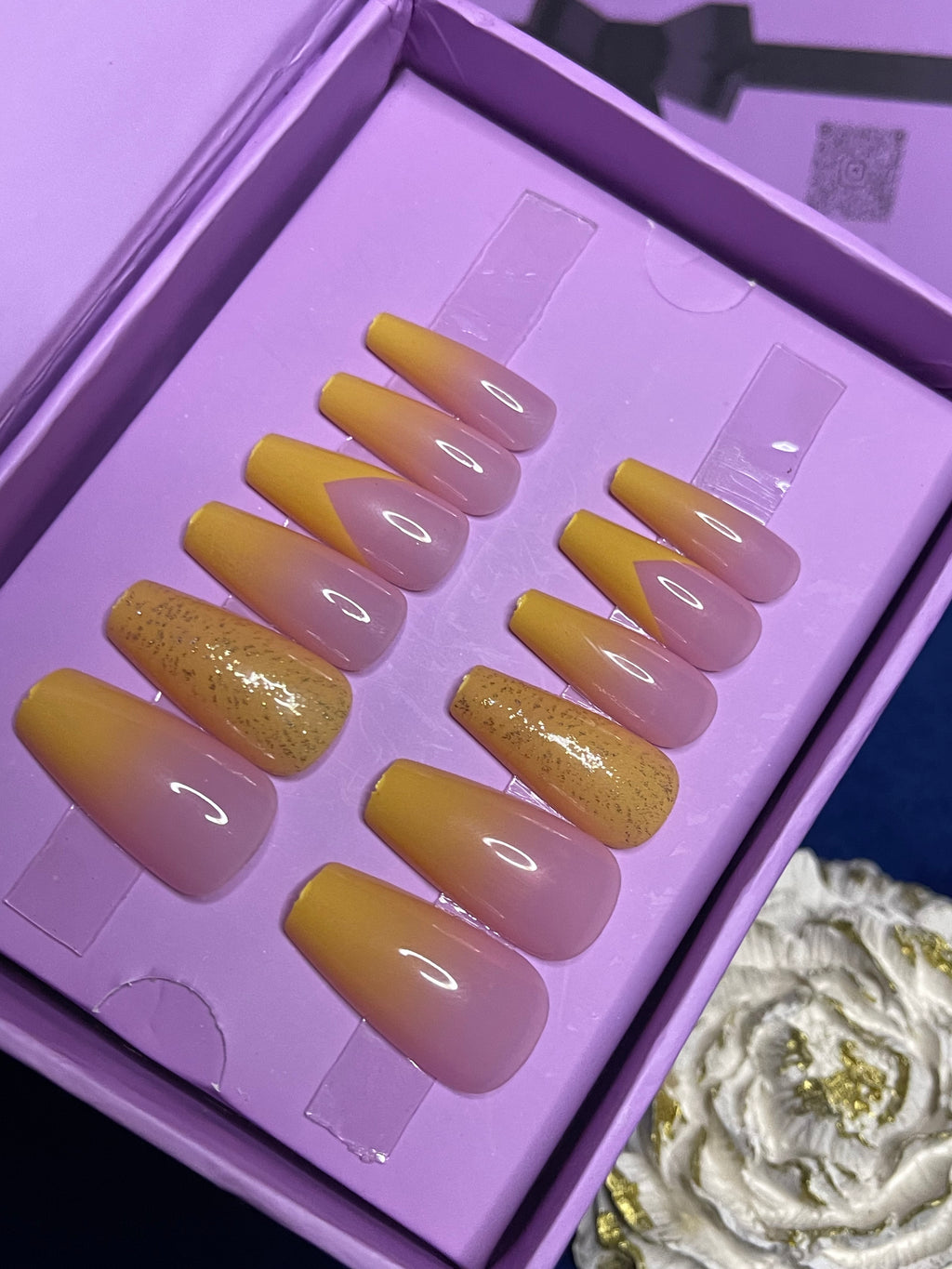 Yellow Ombre Mayon Inspo - Coffin Press Ons