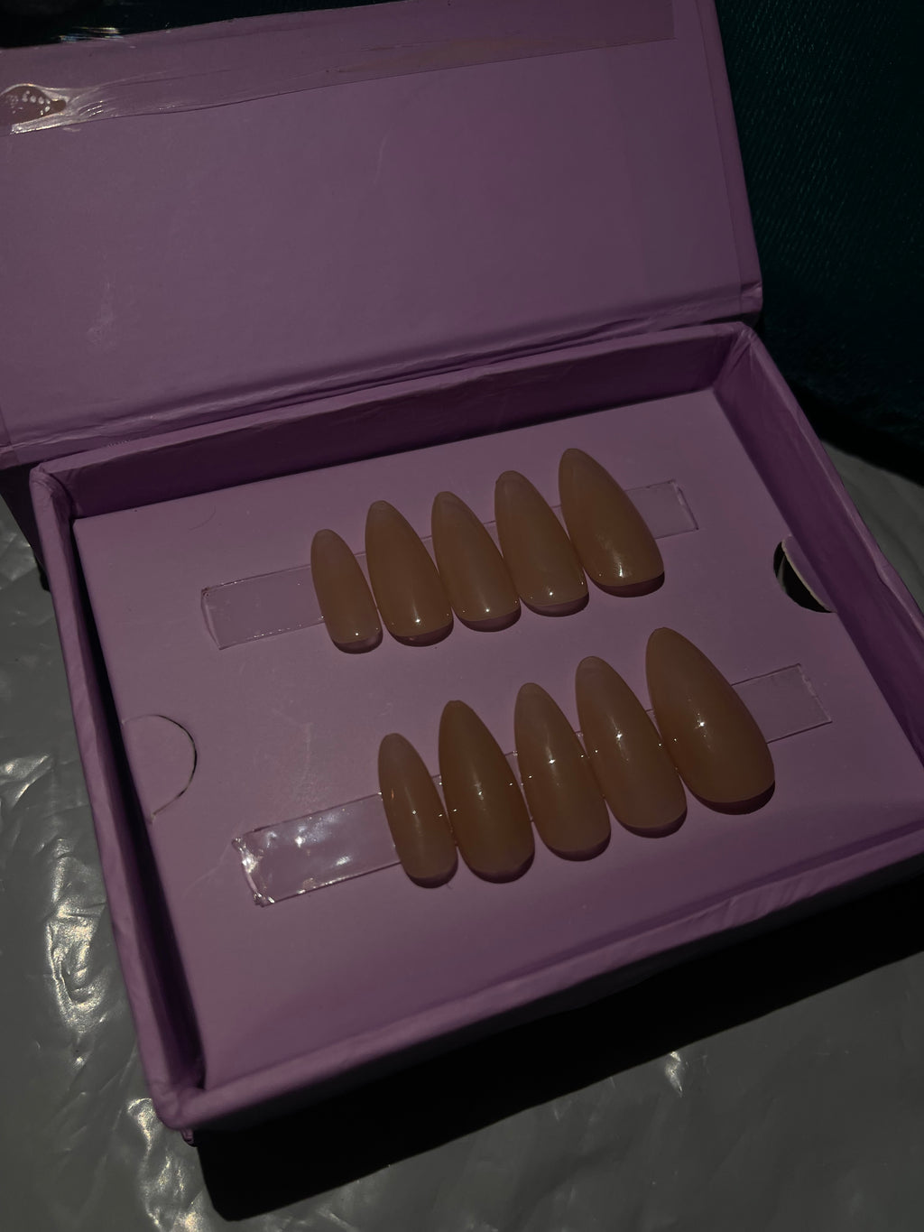 Glossy Plain Nude - Almond Long Nails