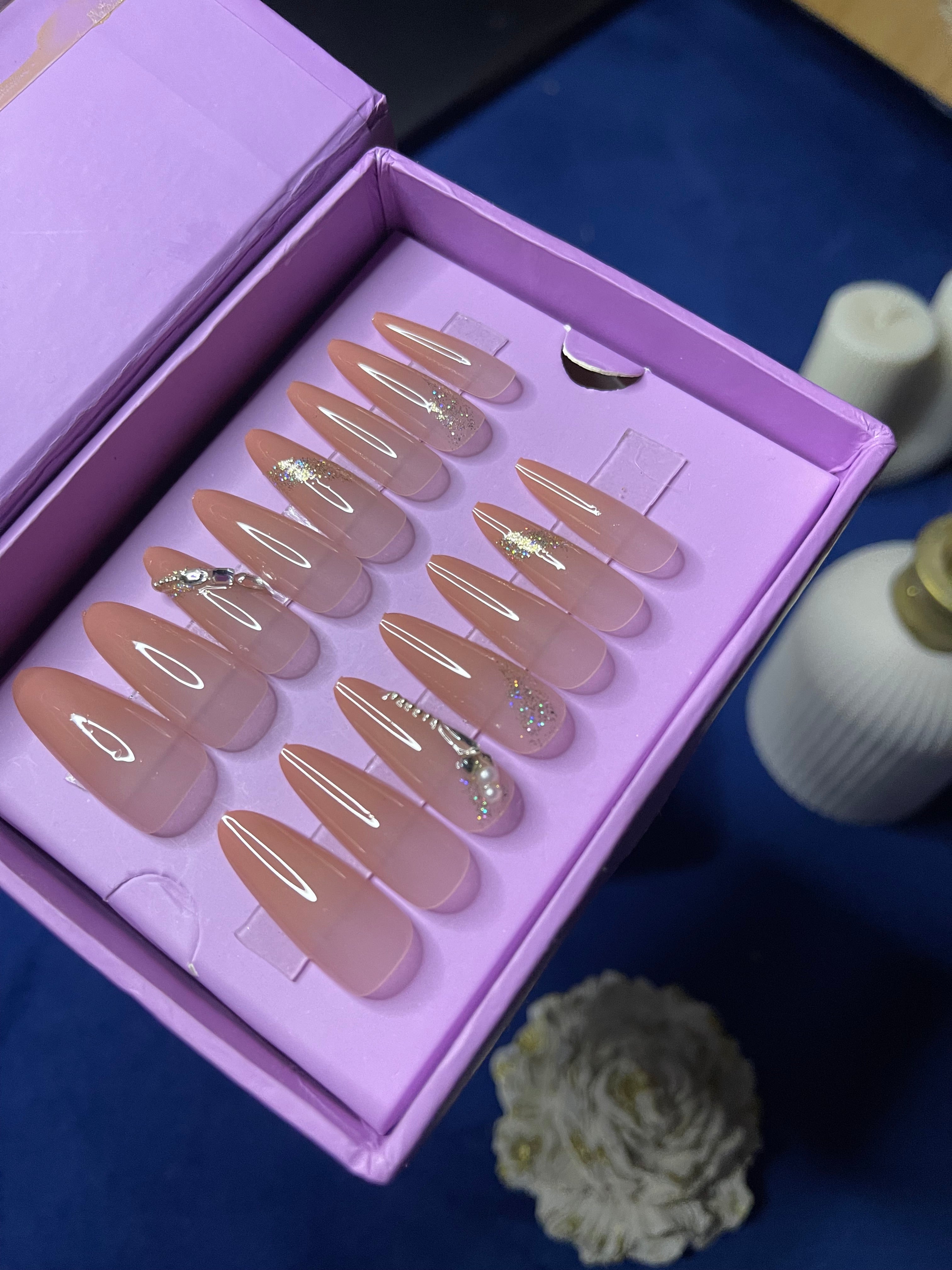 Peachy Ombre - Almond Extra Long Press Ons