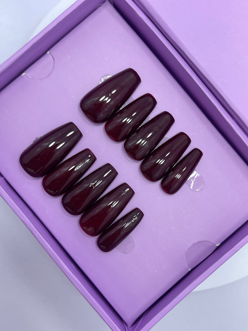 Maroon Shine - Coffin Press On Nails