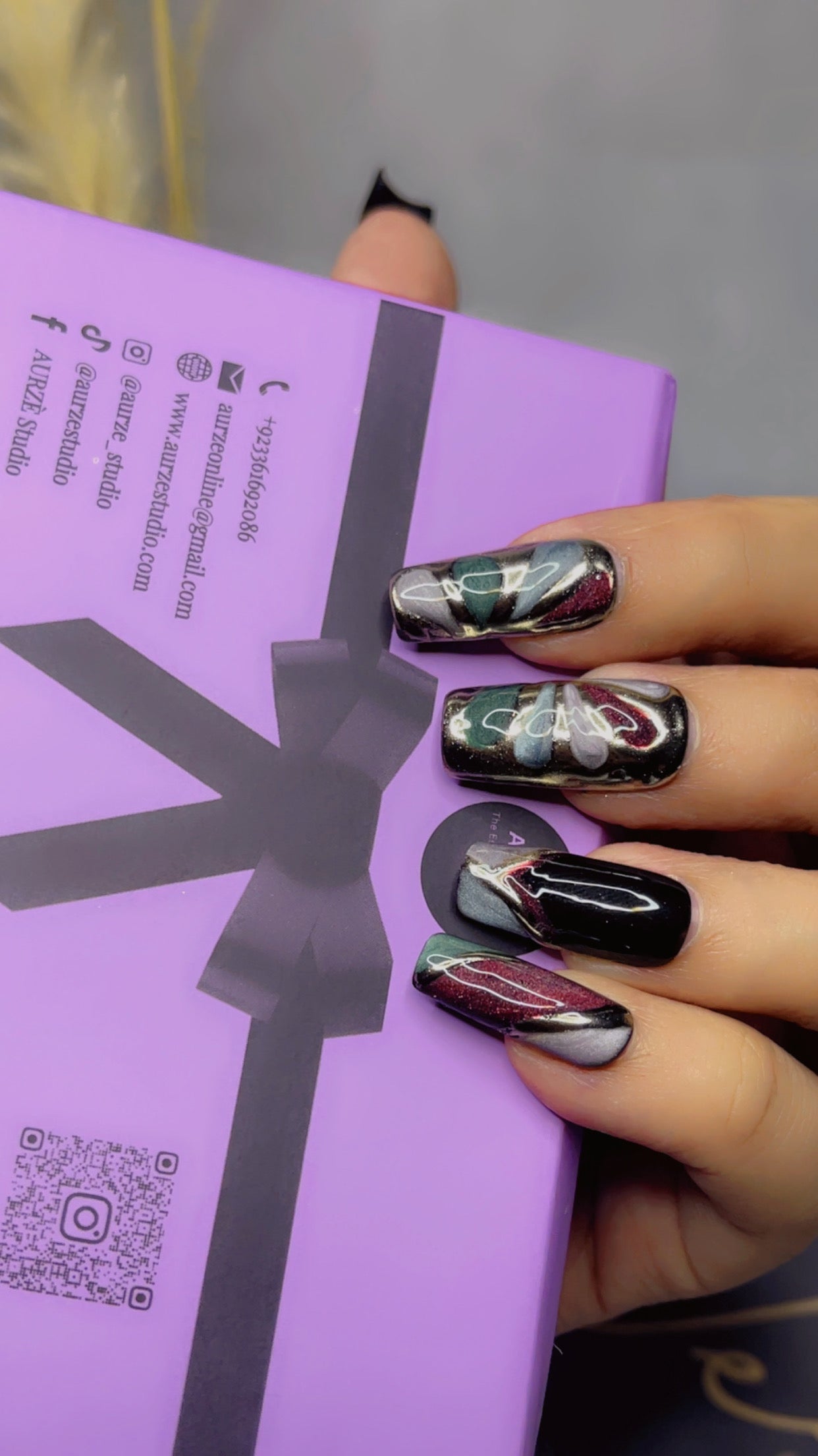 Multi floral Cat Eye - Square Press On Nails