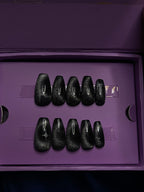 Black Moon Cat Eye - Coffin Press On Nails