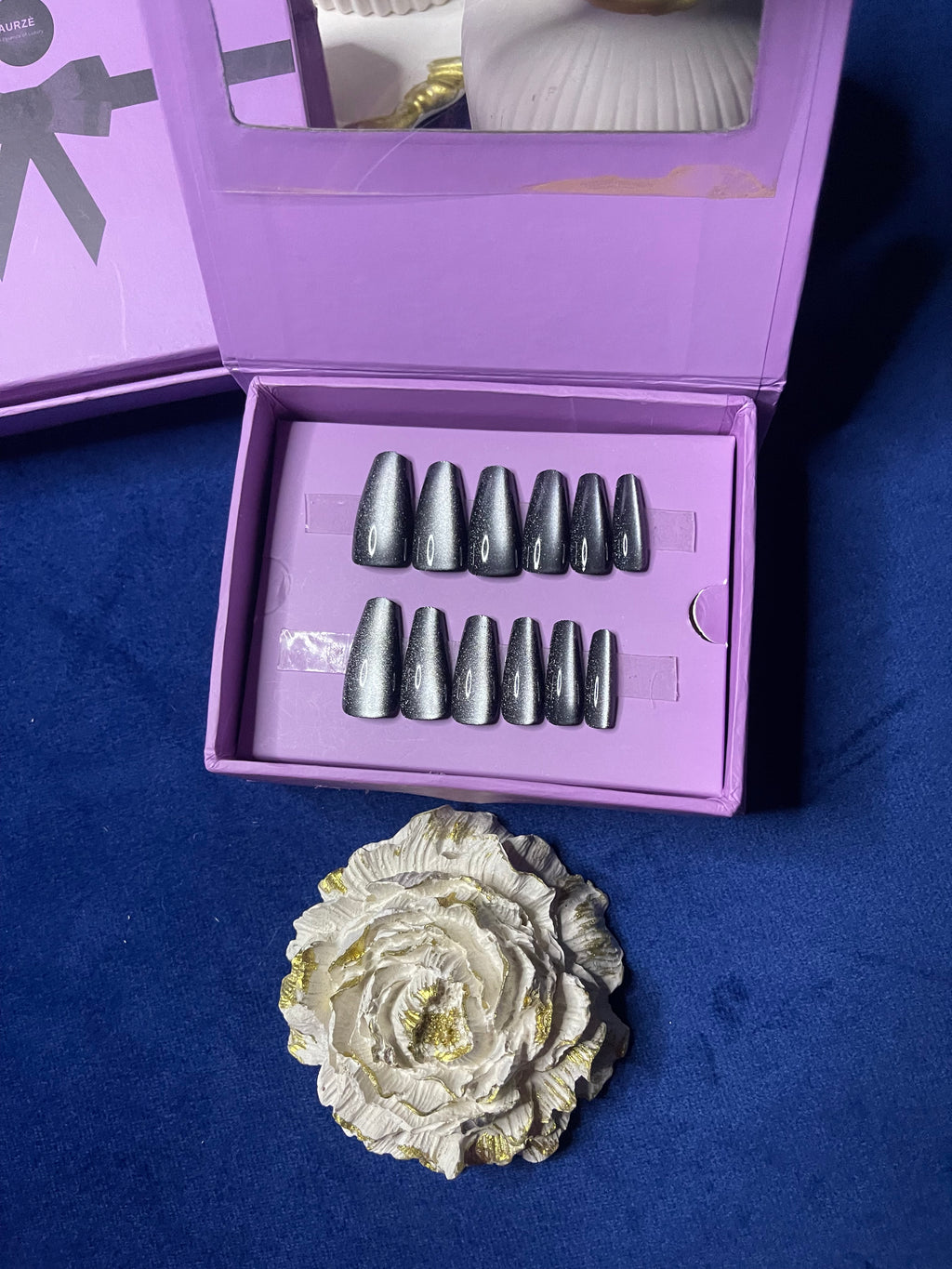 Black 9D Cat Eye - Coffin Press Ons