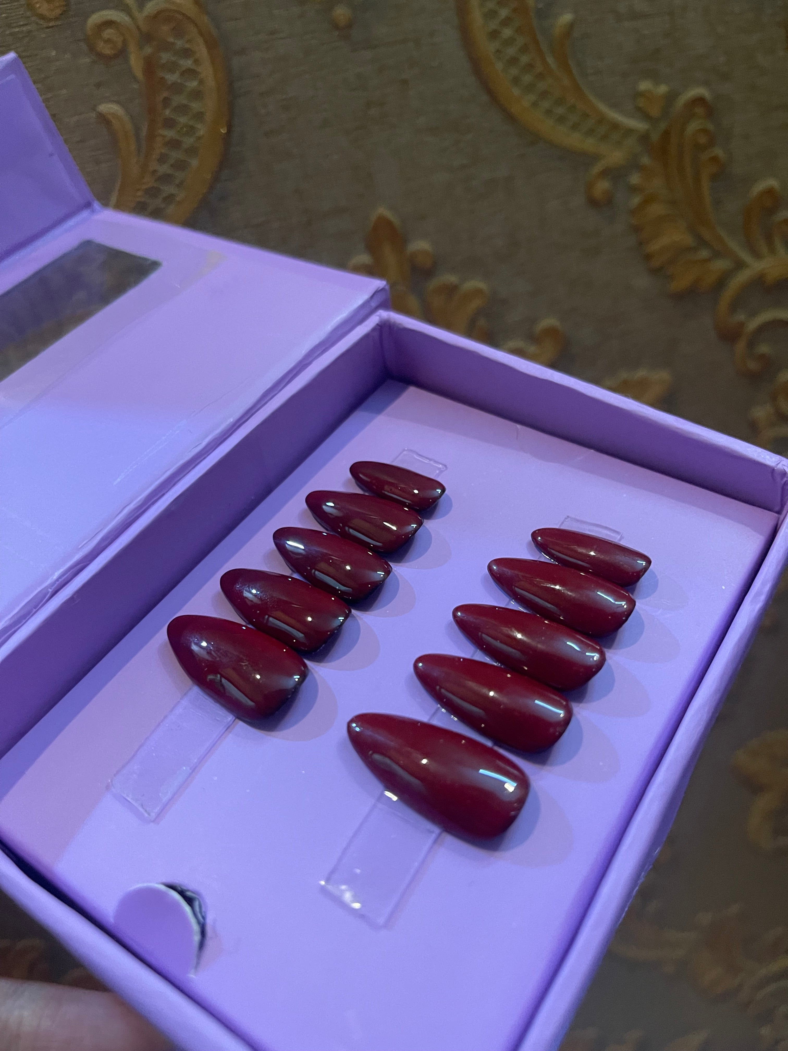 Cherry Red- Almond Press Ons