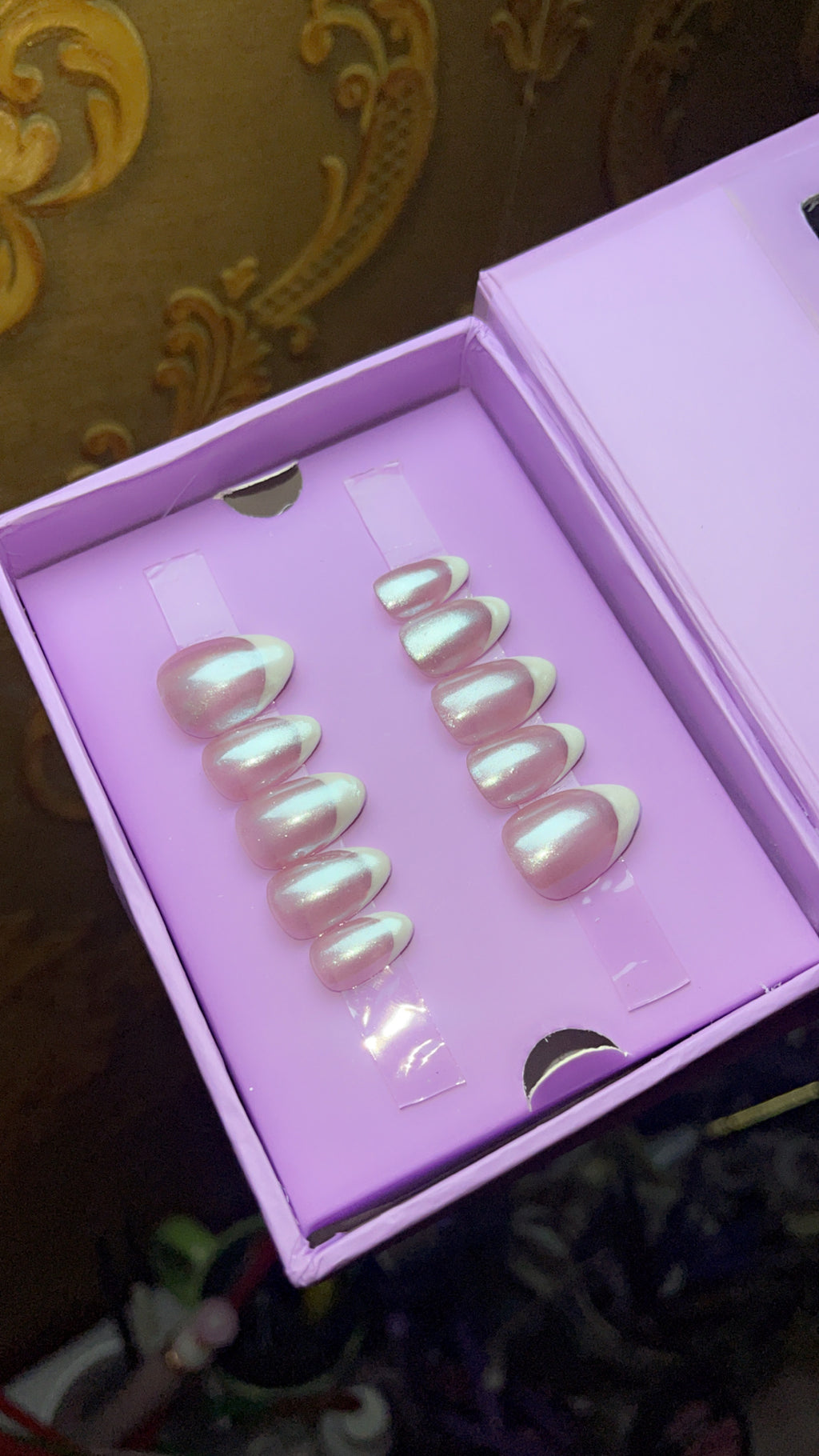 Mirror Glaze French - Short Almond Press On Nails