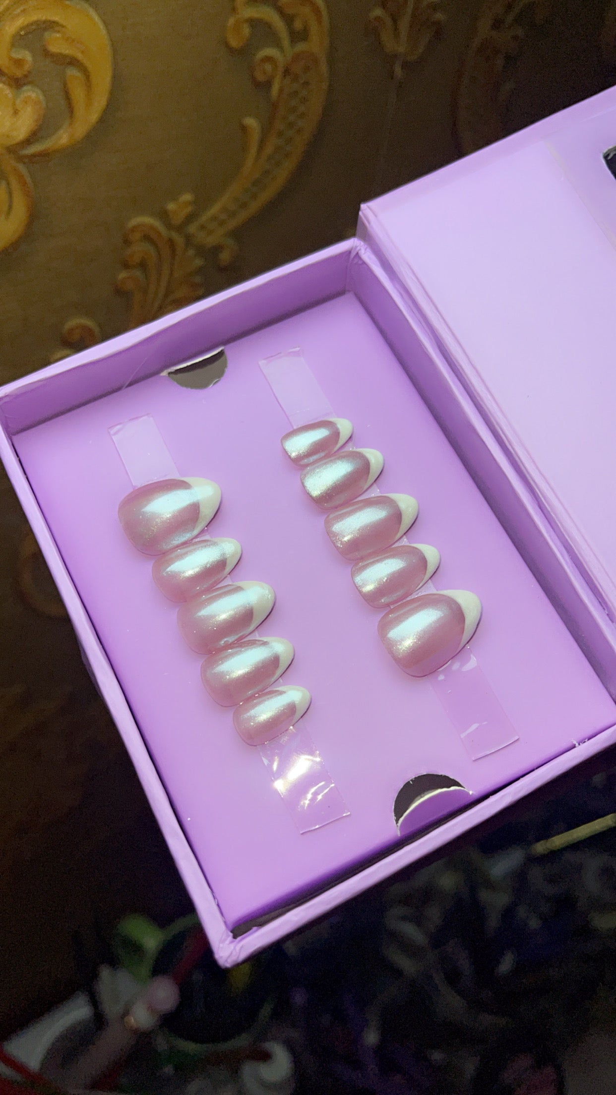 Mirror Glaze French - Short Almond Press On Nails