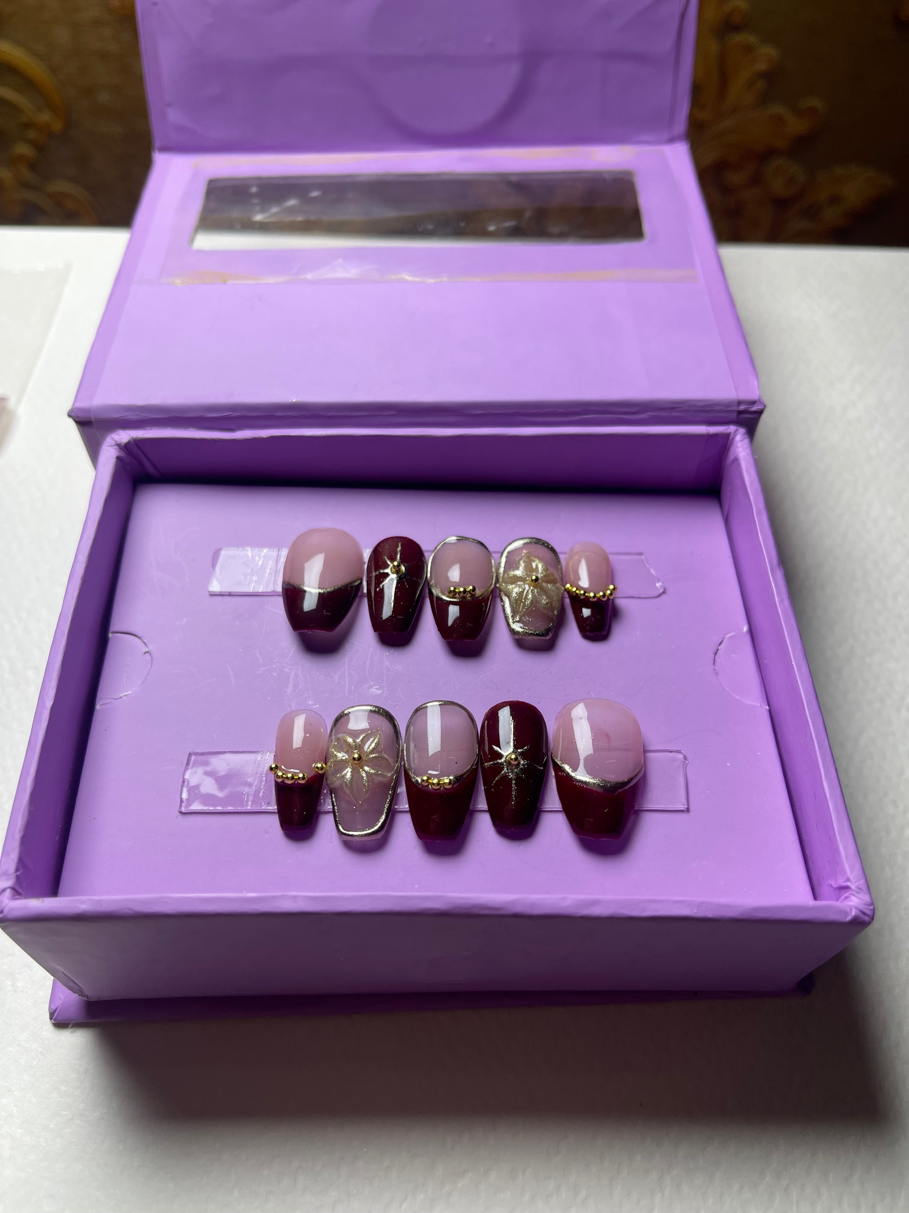 Realistic Red Event Glam - Short Coffin Press Ons