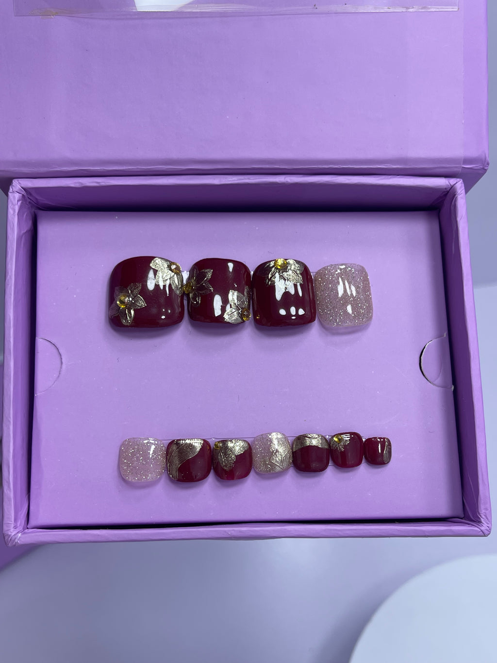 Bridal Red luxury Foot Nails - Toe Press On Nails