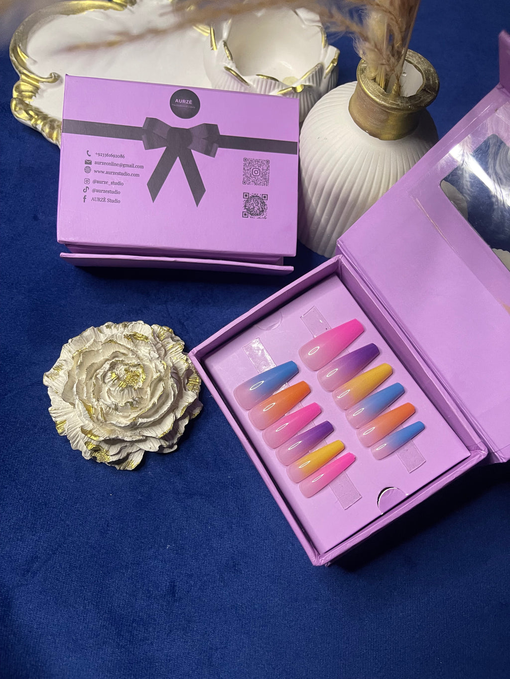 Multi Ombre- Coffin Press On Nails