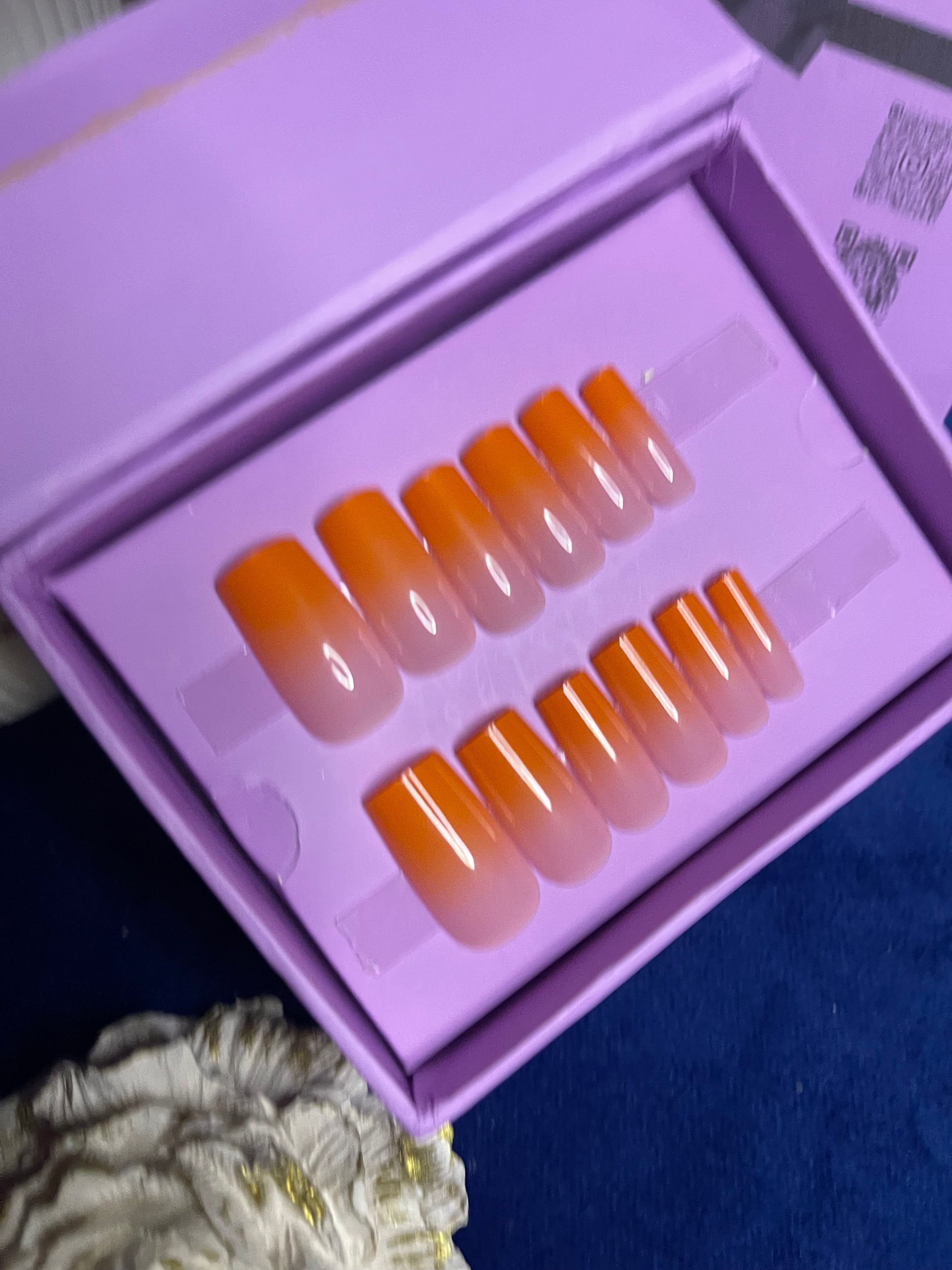 Orange Ombre Mayon Inspo - Square Press Ons
