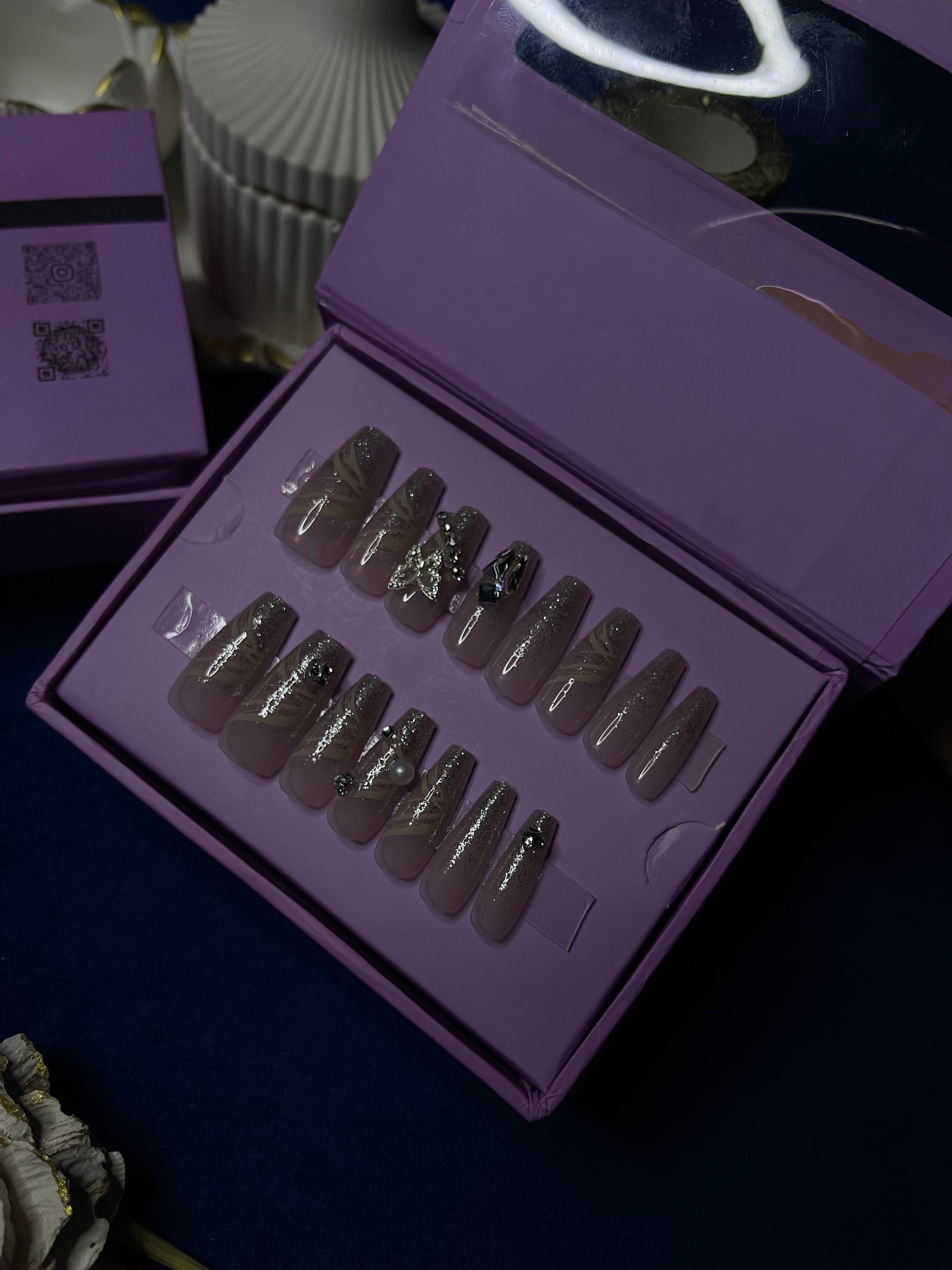 Silver Butterfly - Coffin Press Ons