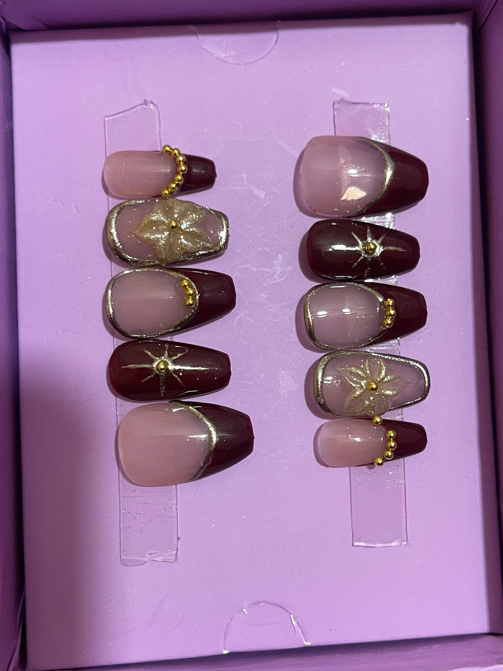 Realistic Red Event Glam - Short Coffin Press Ons