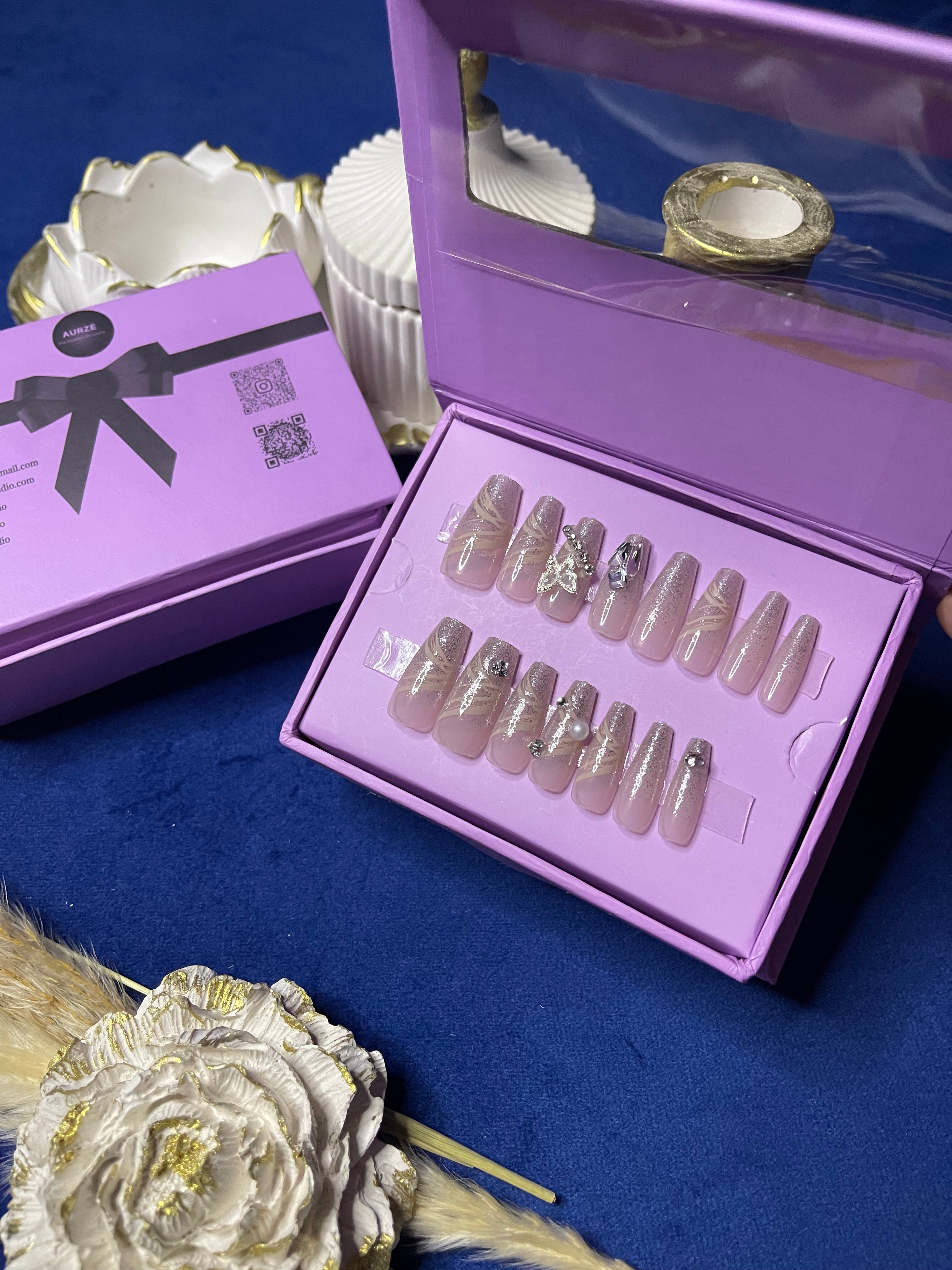 Silver Butterfly - Coffin Press Ons