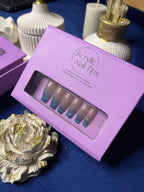 Blue French Cat Eye- Coffin Press Ons