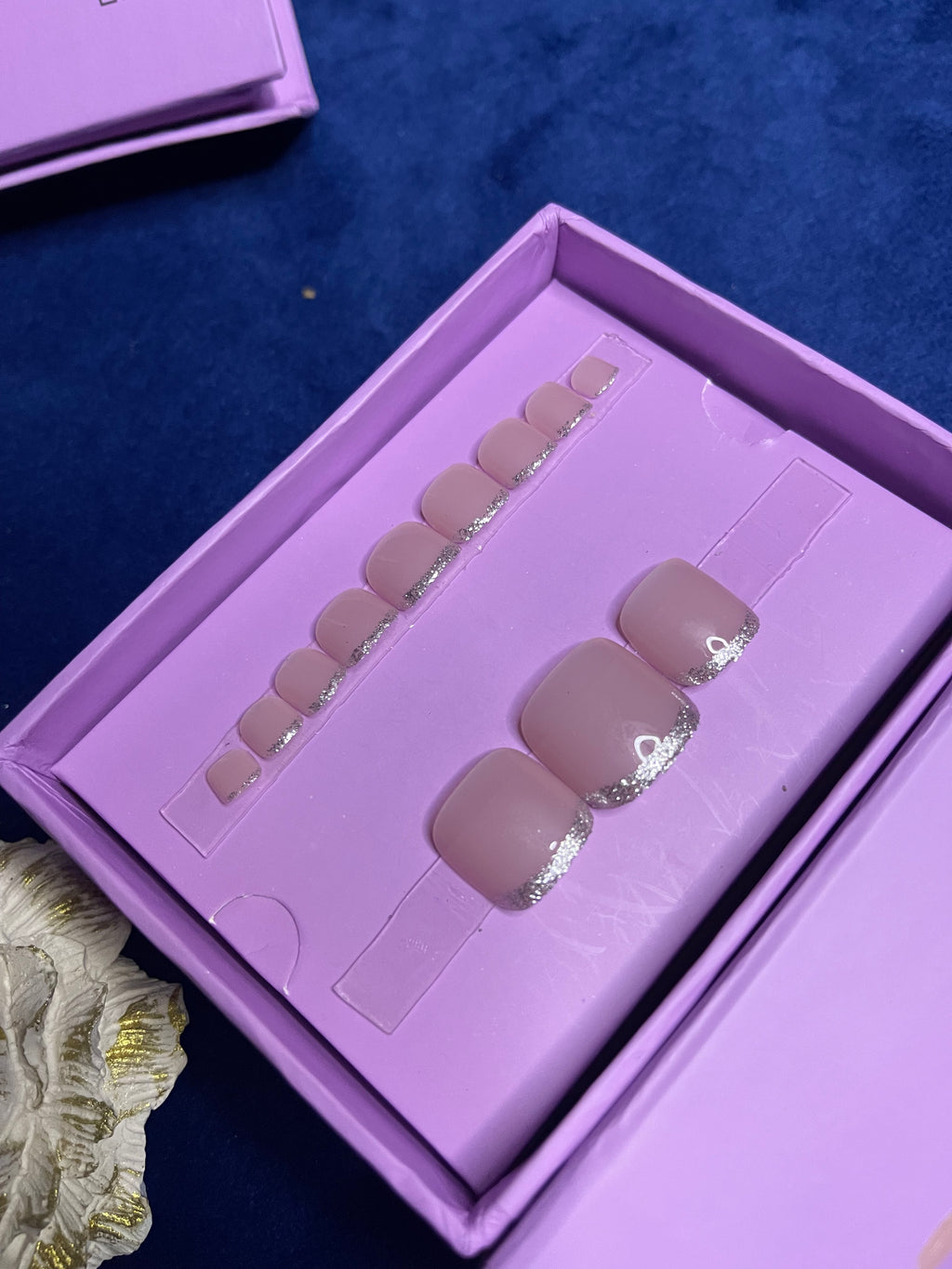 Nude Glitter French- toe nails