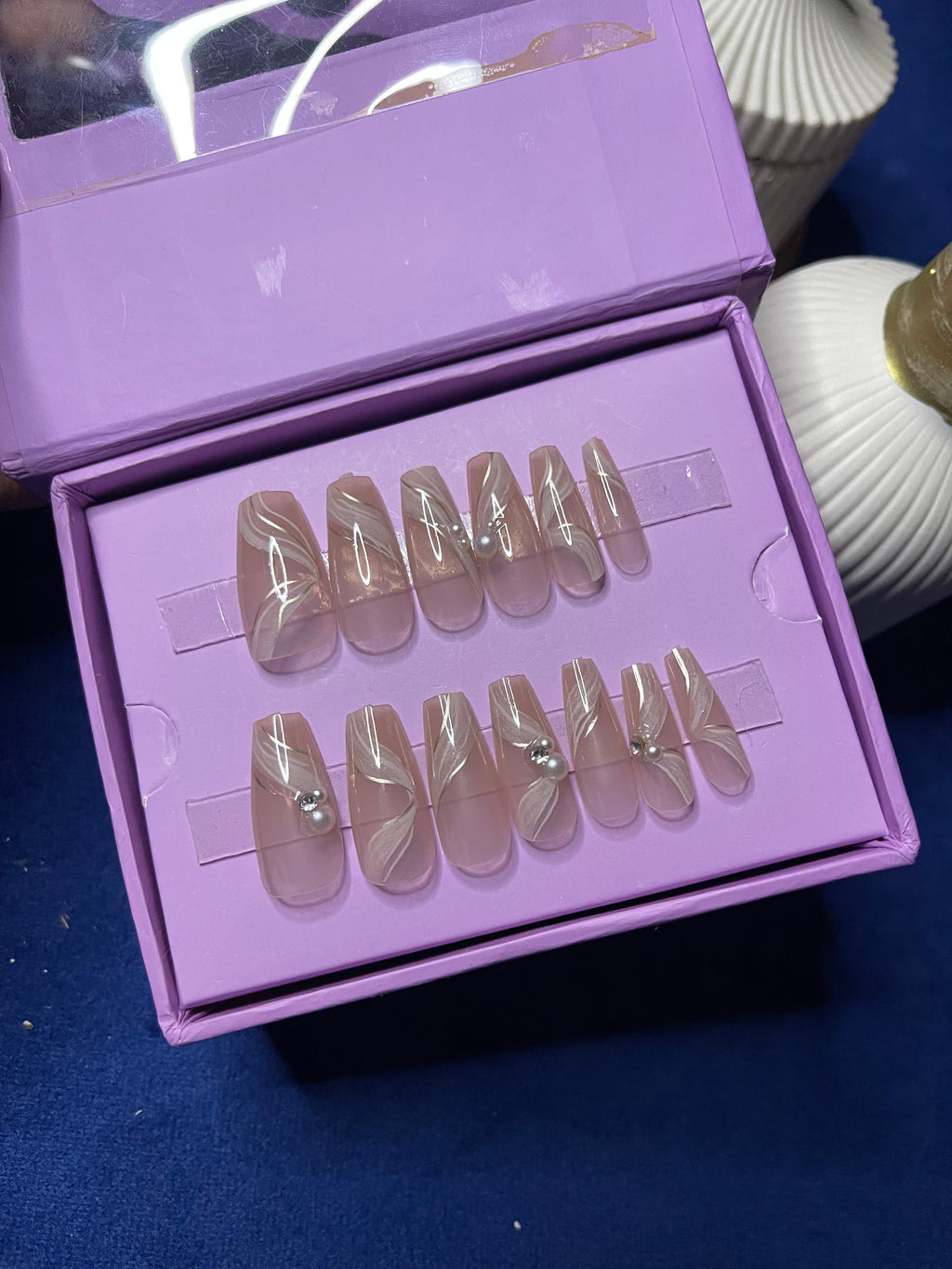 Nude Pearls - Coffin Press Ons