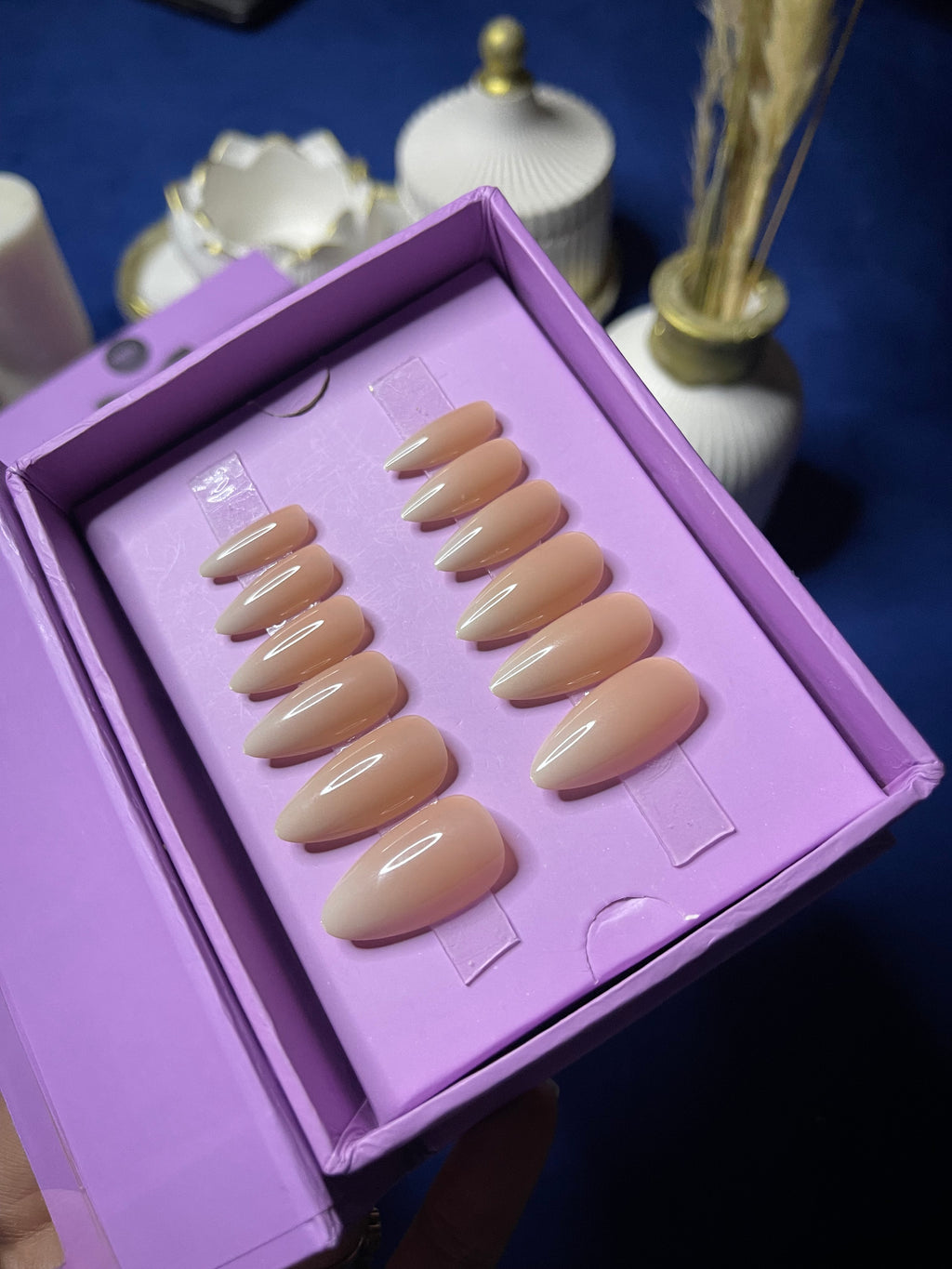 Natural White Ombre - Almond Press Ons