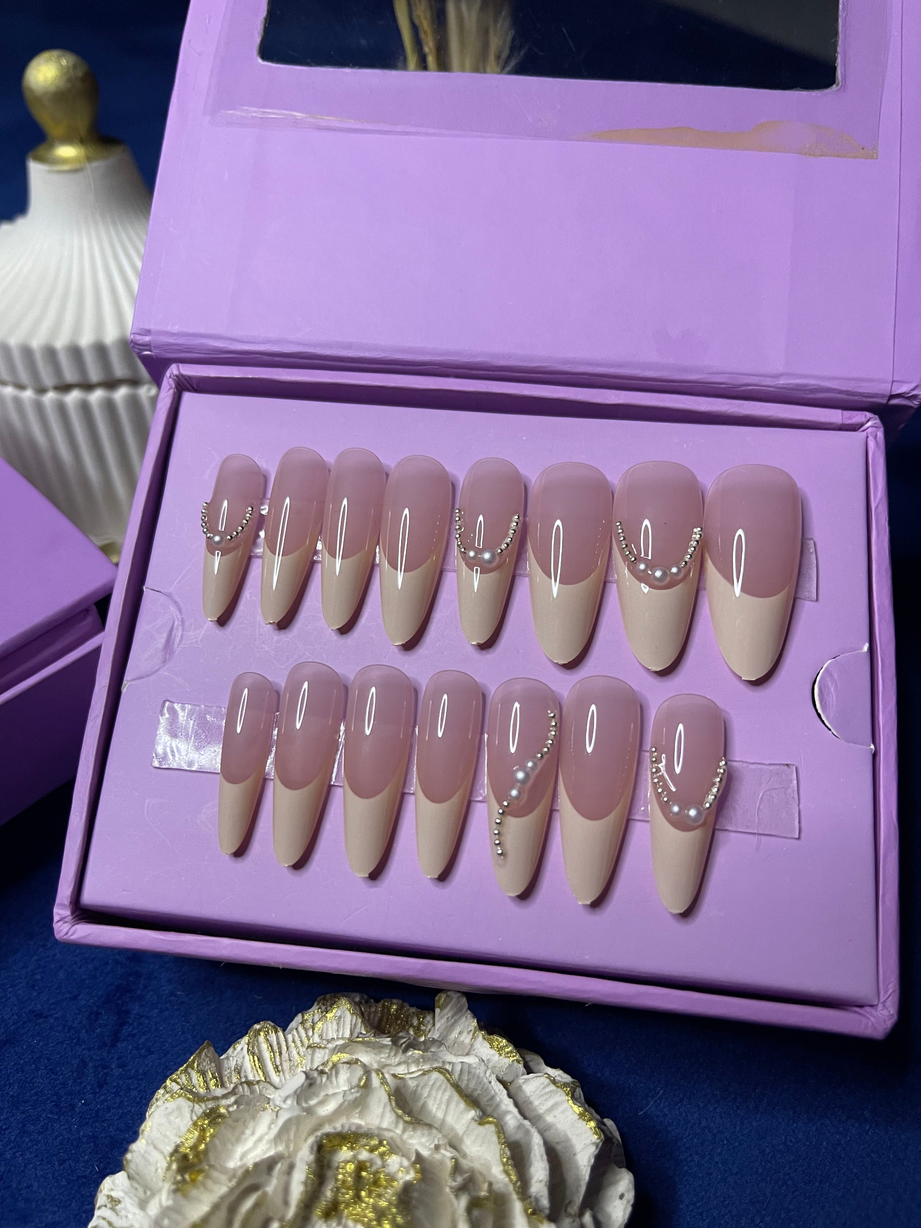 Deep U Luxury French - Almond Press Ons