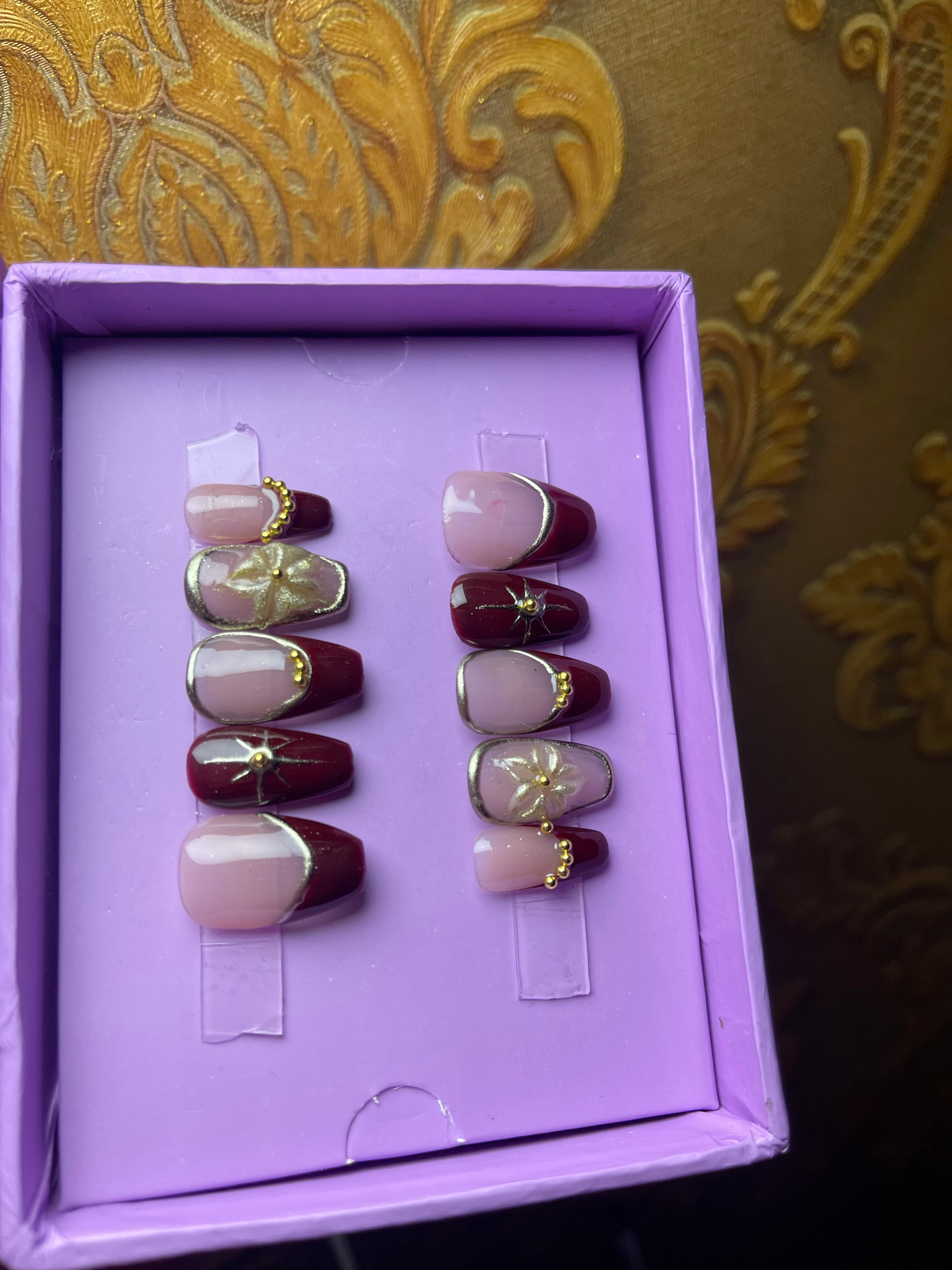 Realistic Red Event Glam - Short Coffin Press Ons