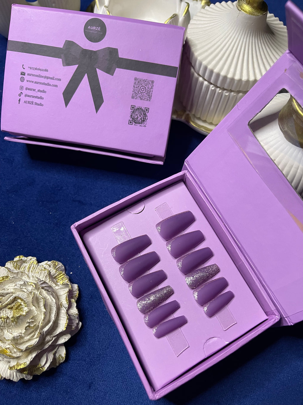 Purple Gold Matte - Coffin Press Ons