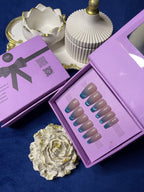 Blue French Cat Eye- Coffin Press Ons