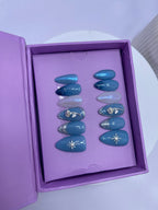 Shades of Blue - Almond Press On Nails