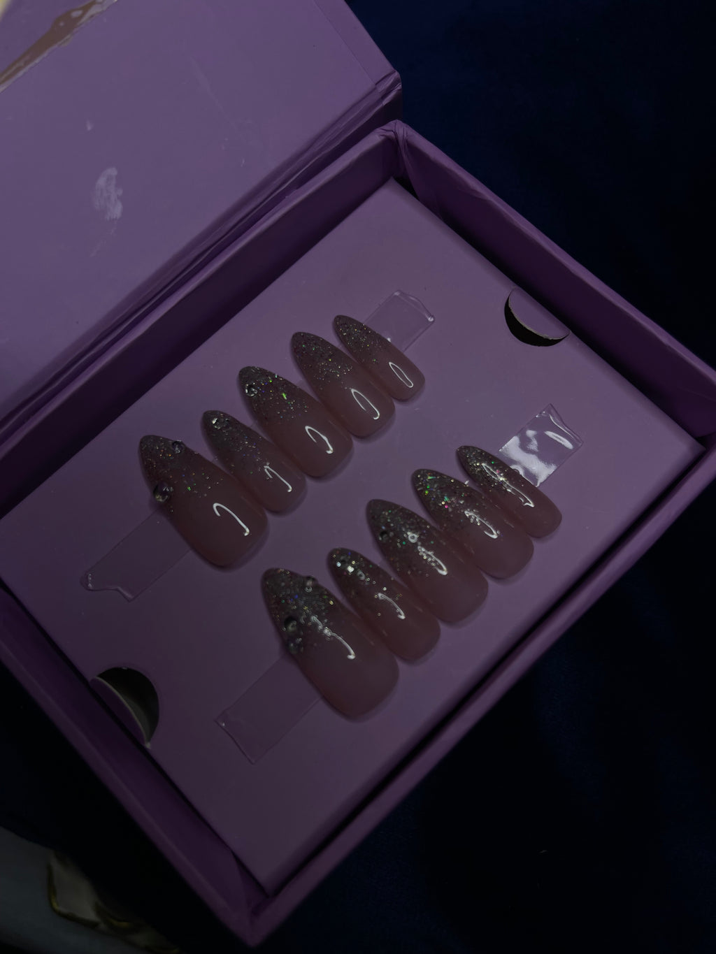 Realistic Glittery Ombre - Stiletto Press On Nails