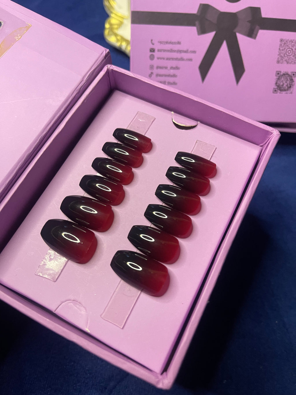 Red & Black Ombre- Coffin Press on Nails