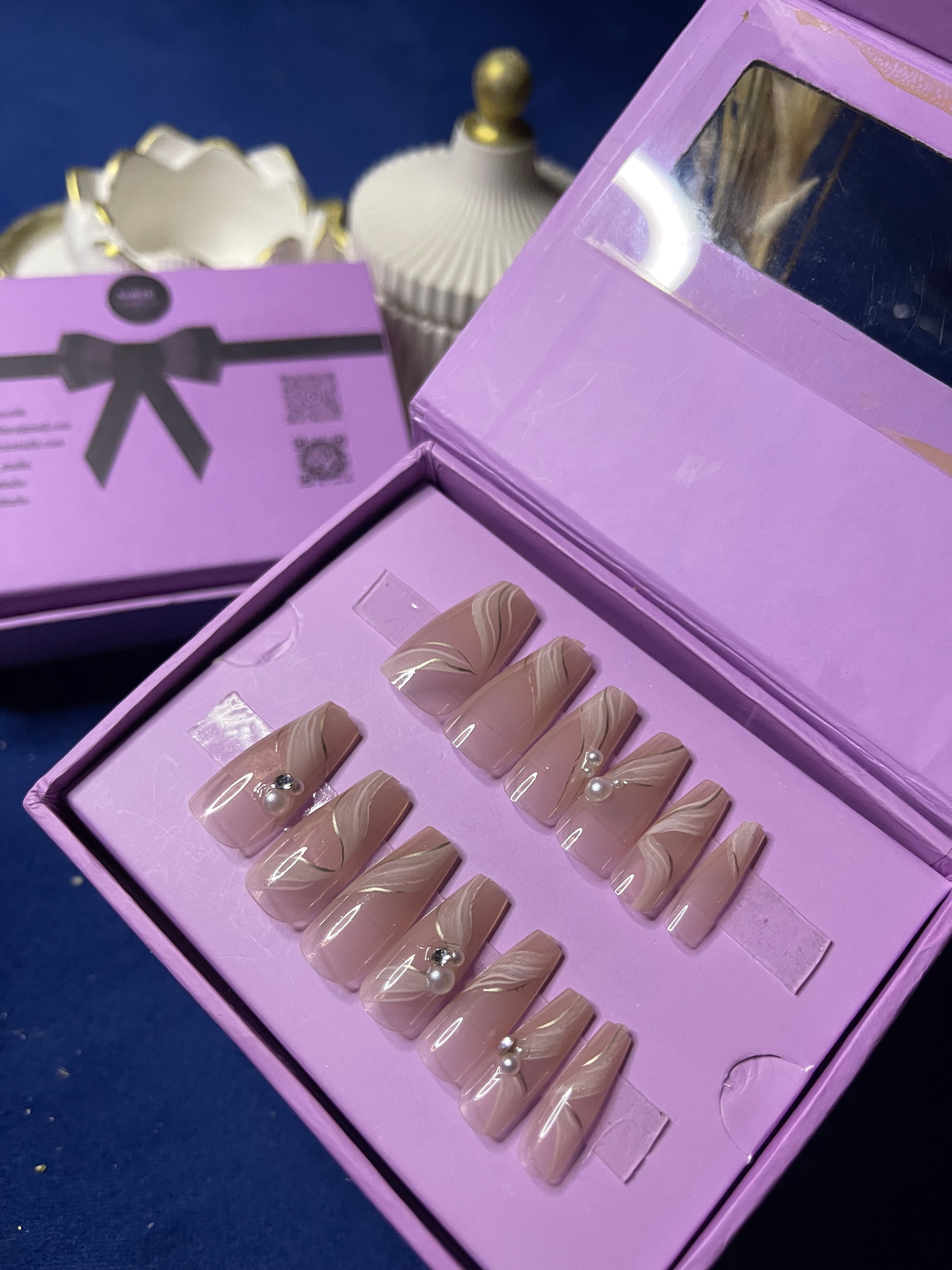 Nude Pearls - Coffin Press Ons