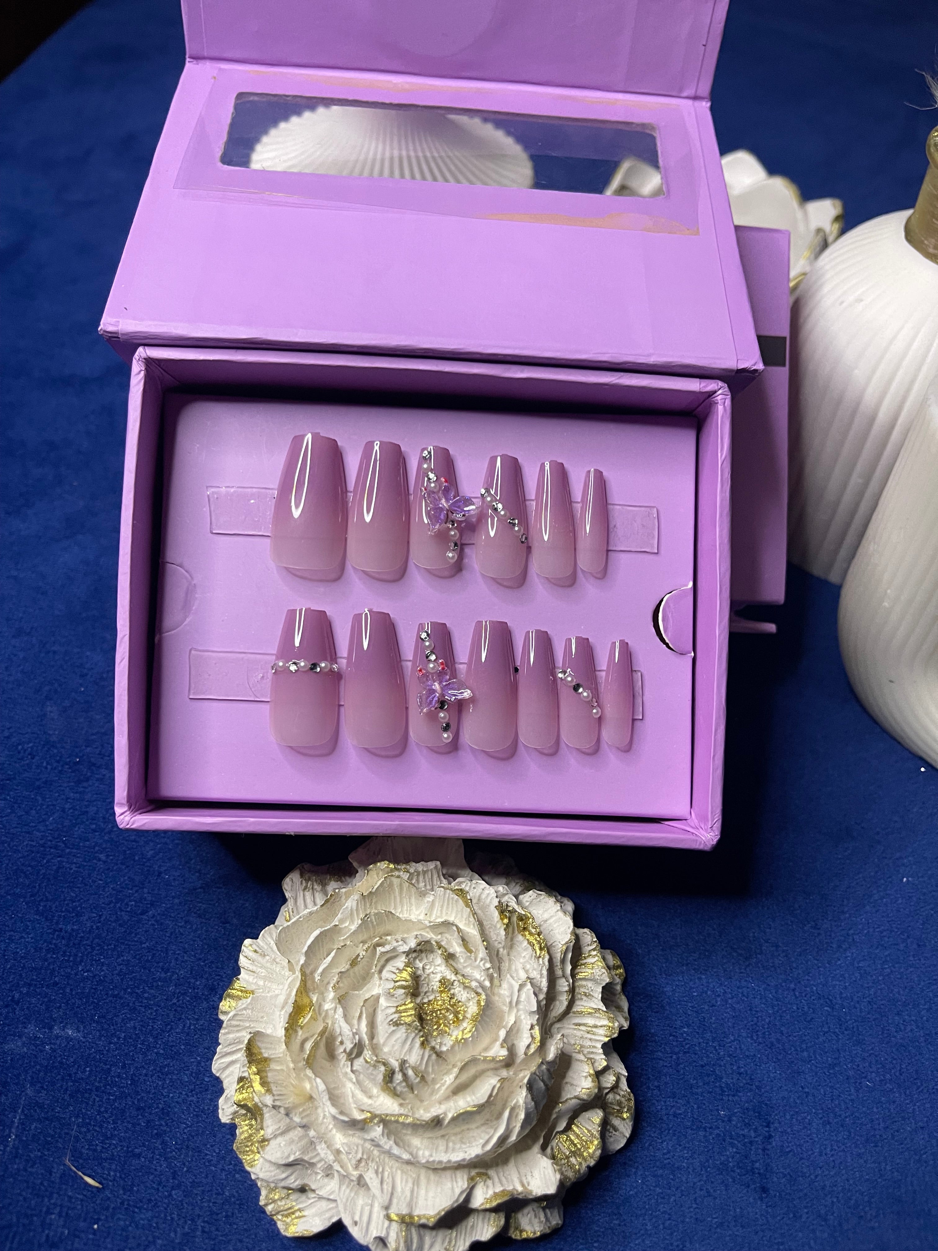 Purple Luxury Ombre- Coffin Press on Nails