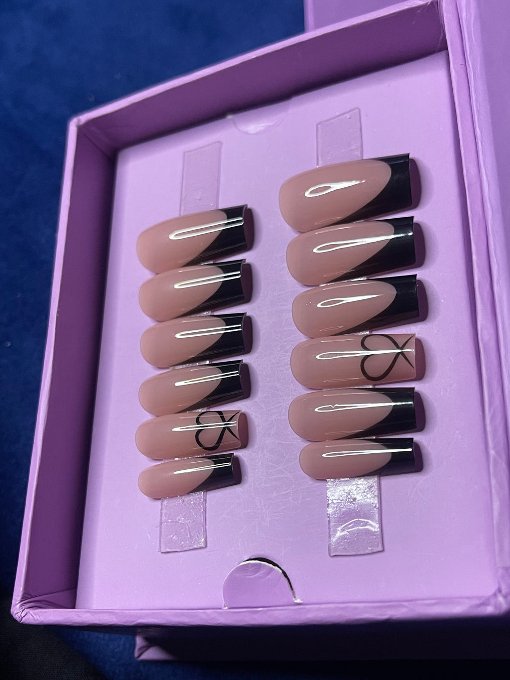 Modern Black French- Square Press On Nails