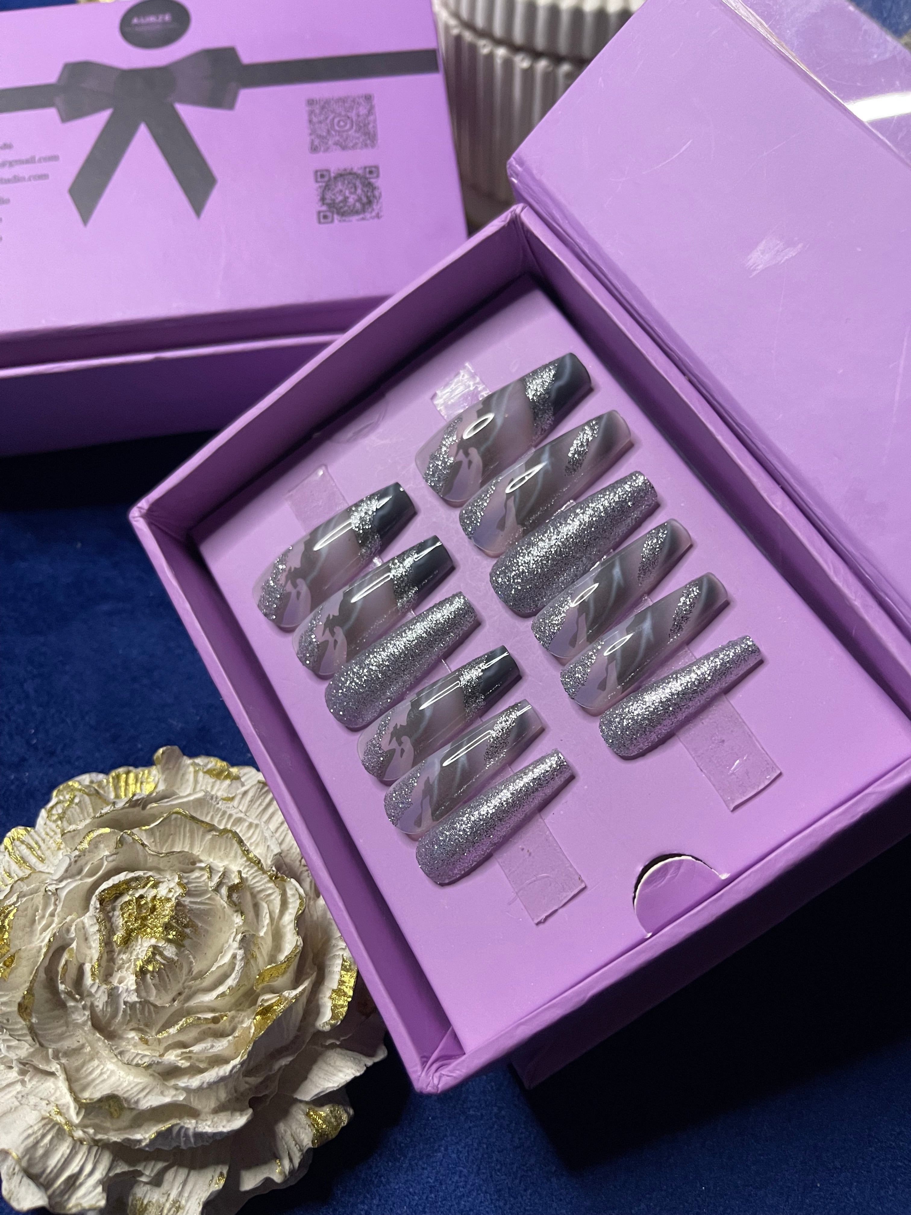 Silver Event Inspo- Coffin Press Ons