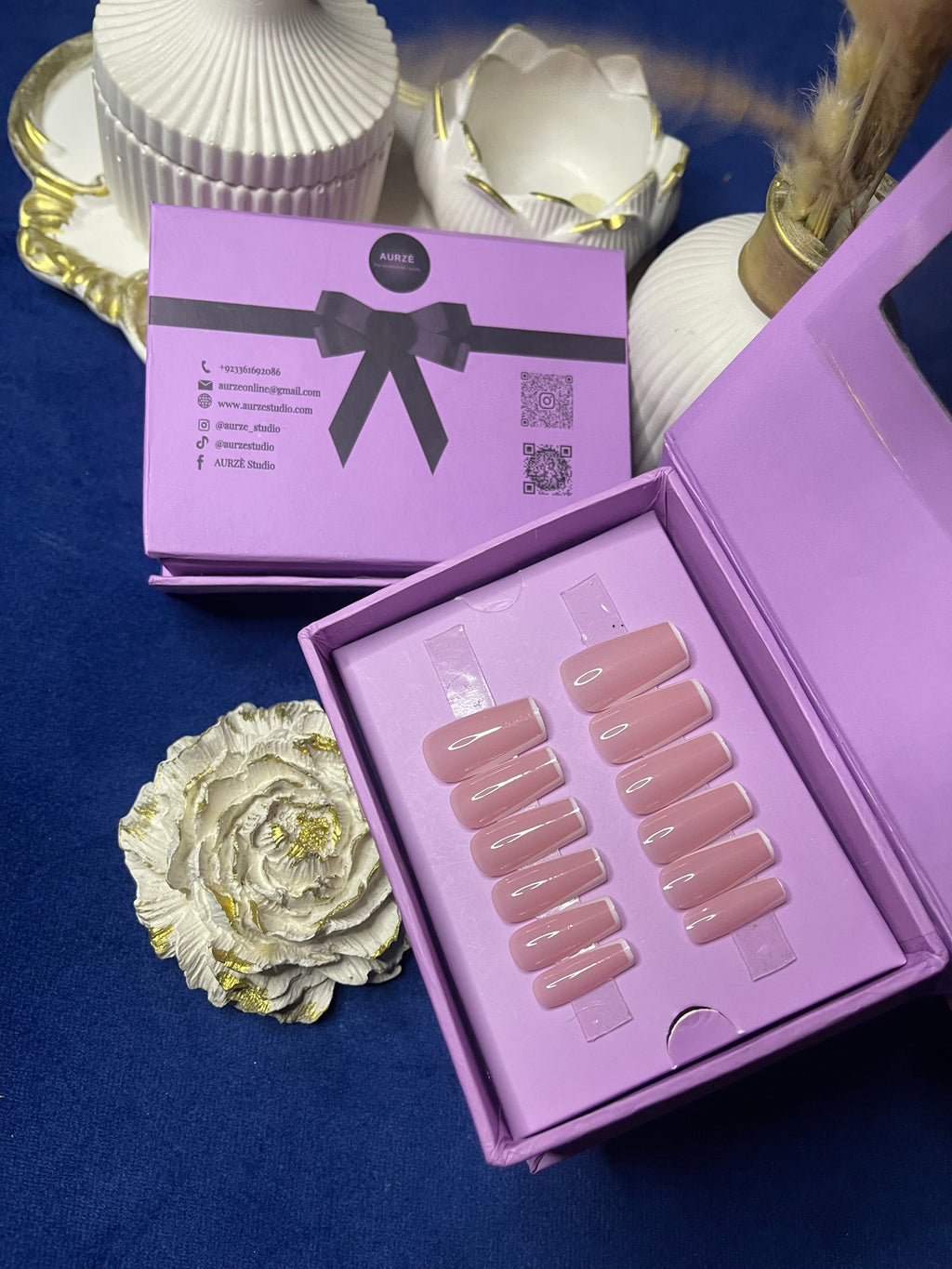 French Edges to Nude Pink- Square Press On Nails