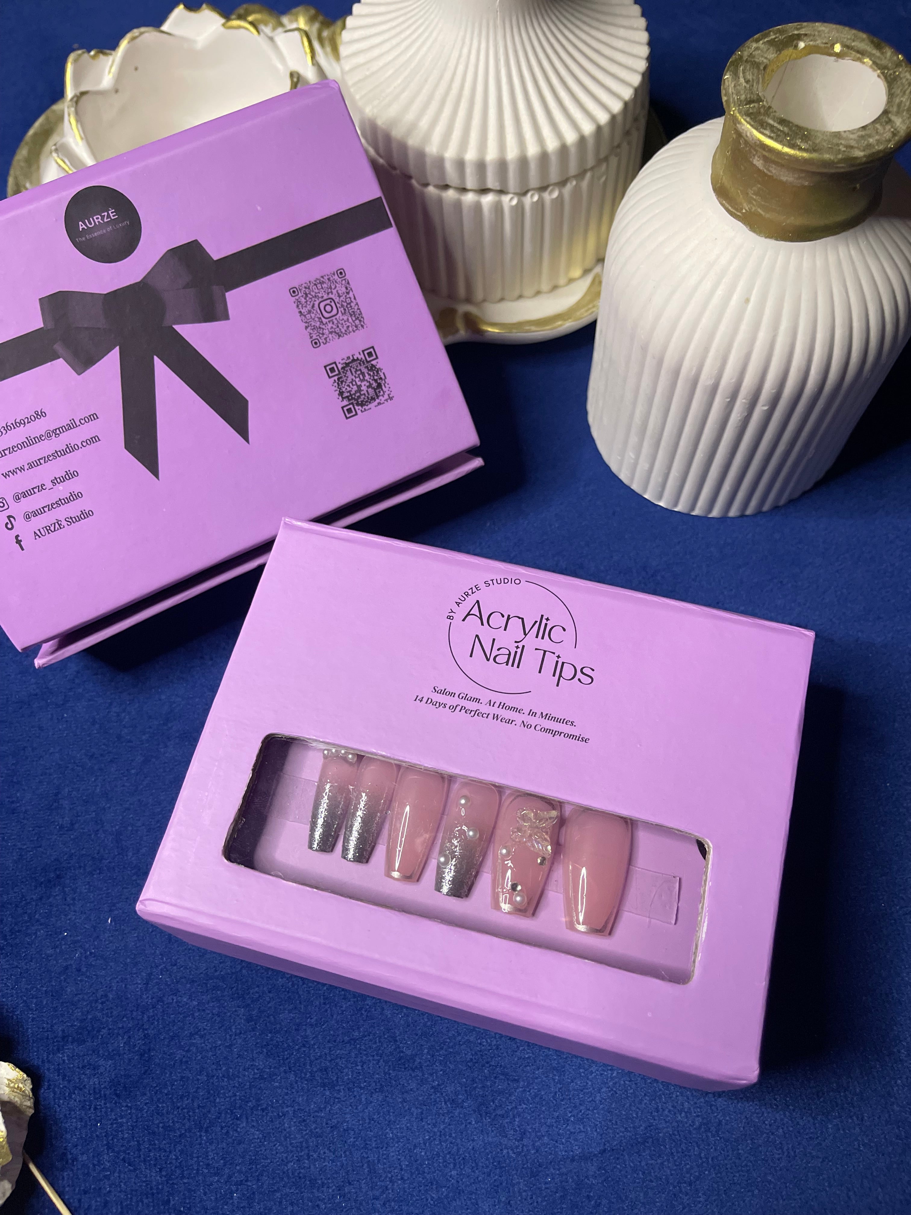 Silver French Chrome- Coffin Press Ons