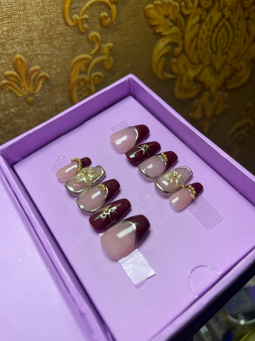 Realistic Red Event Glam - Short Coffin Press Ons