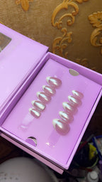 Mirror Glaze French - Short Almond Press On Nails